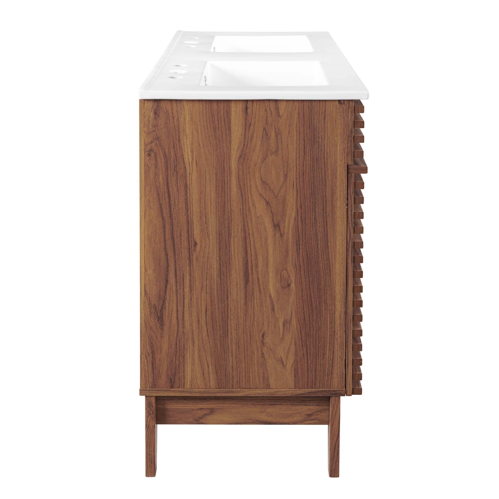 Render 48" Double Sink Bathroom Vanity, Walnut White