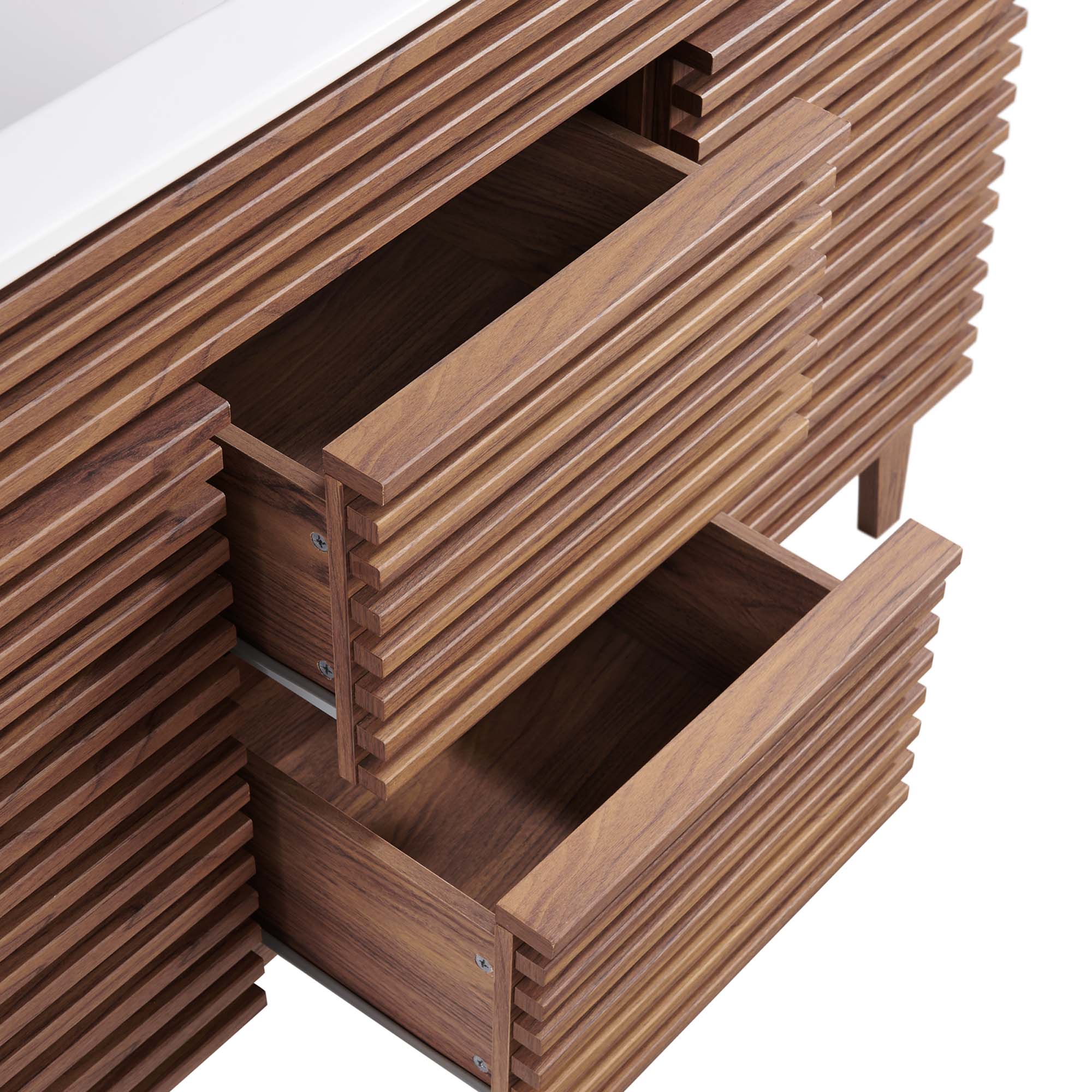 Render 48" Double Sink Bathroom Vanity, Walnut White