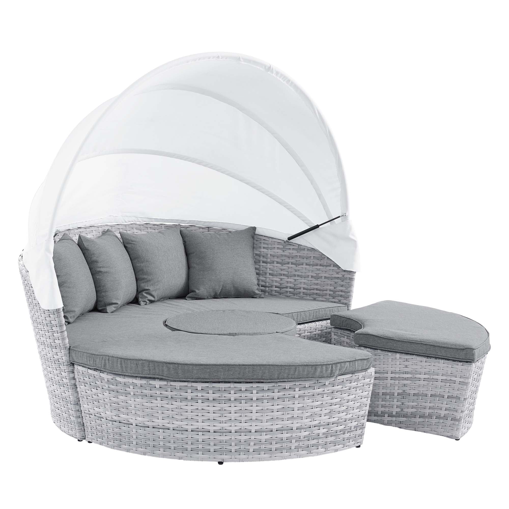 Scottsdale Light Grey White Canopy Outdoor Patio Daybed