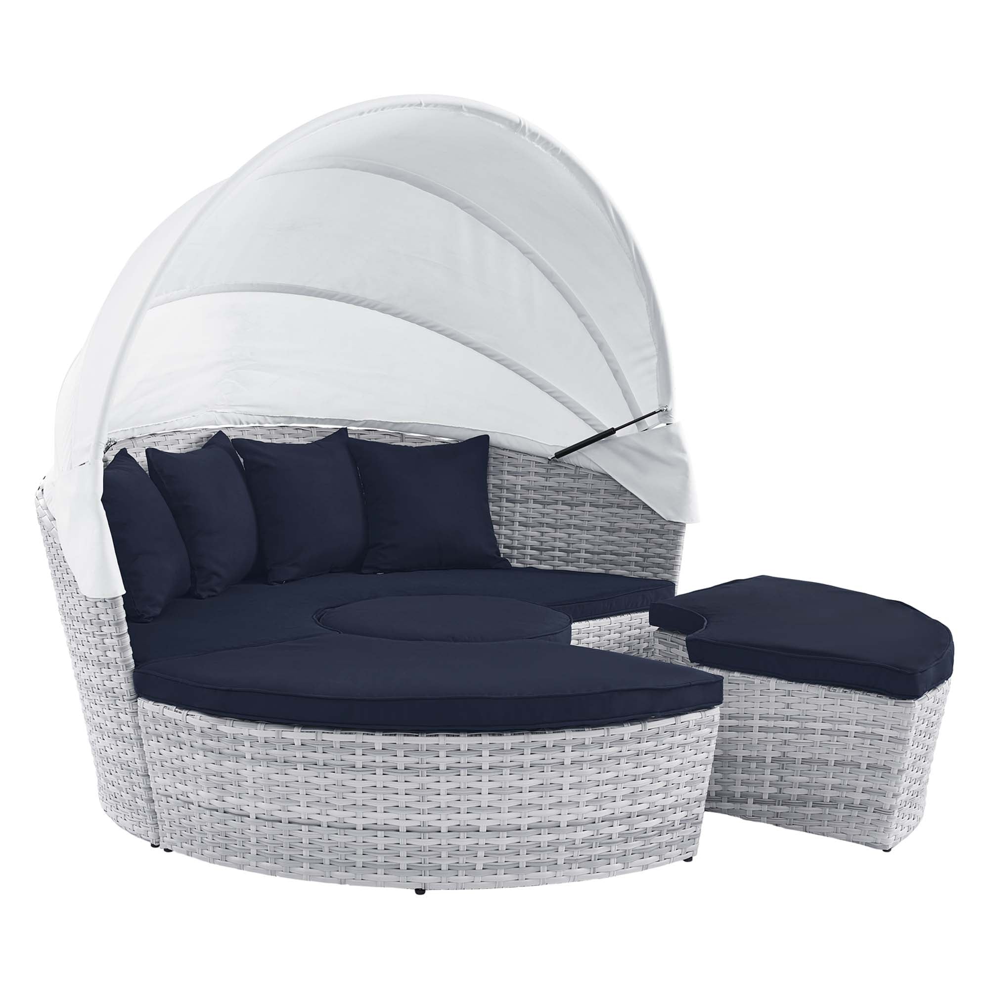 Scottsdale Light Grey White Canopy Outdoor Patio Daybed