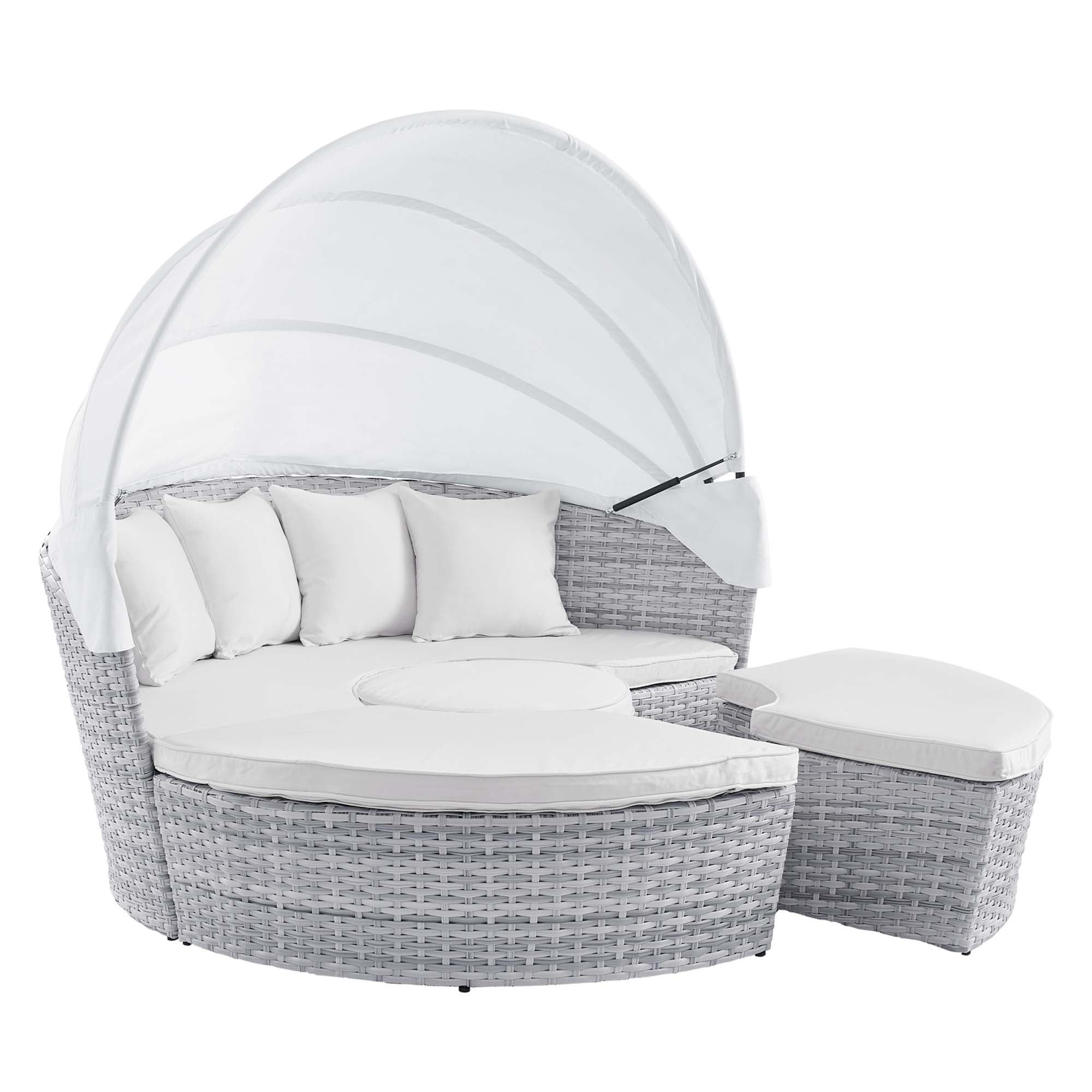 Scottsdale Light Grey White Canopy Outdoor Patio Daybed