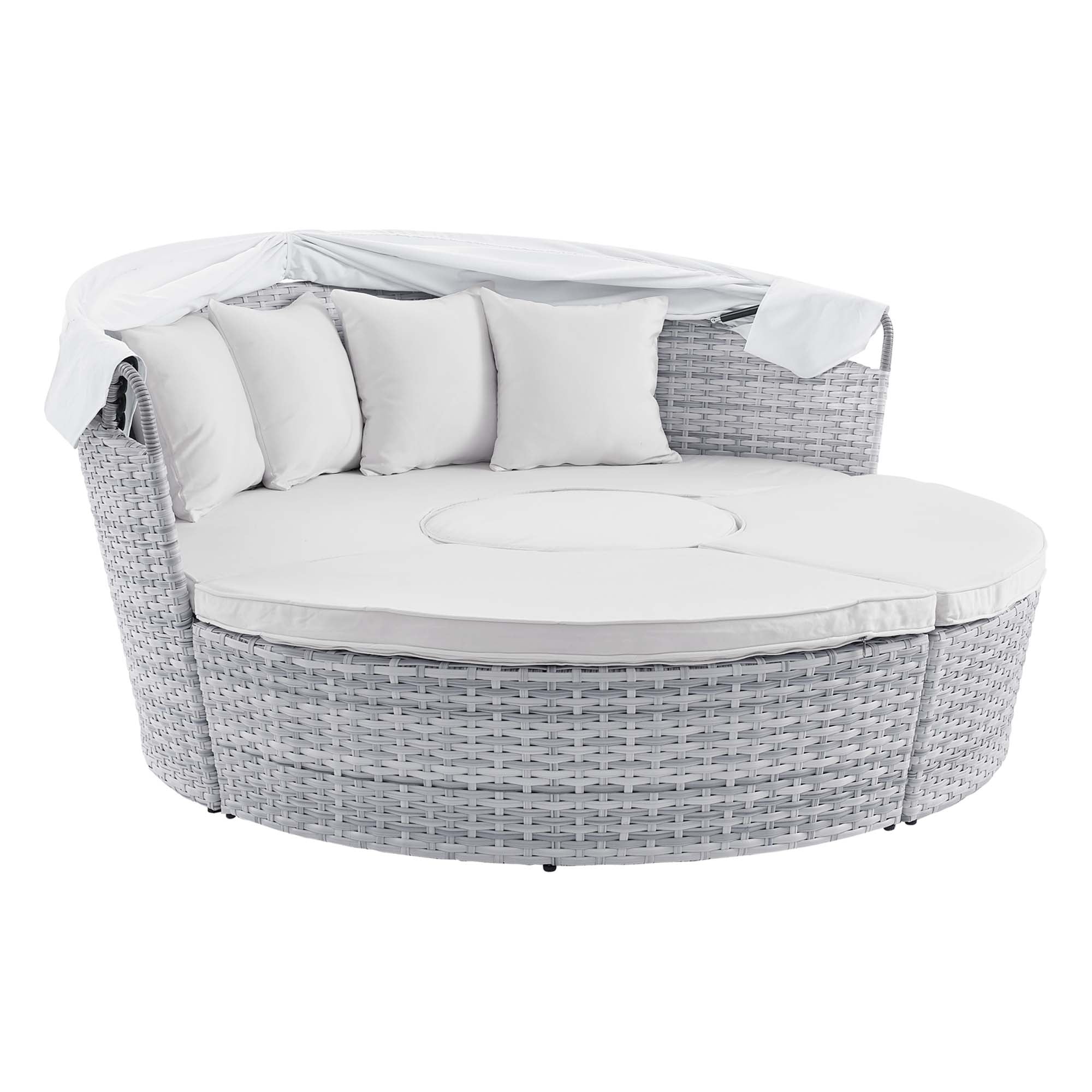 Scottsdale Light Grey White Canopy Outdoor Patio Daybed