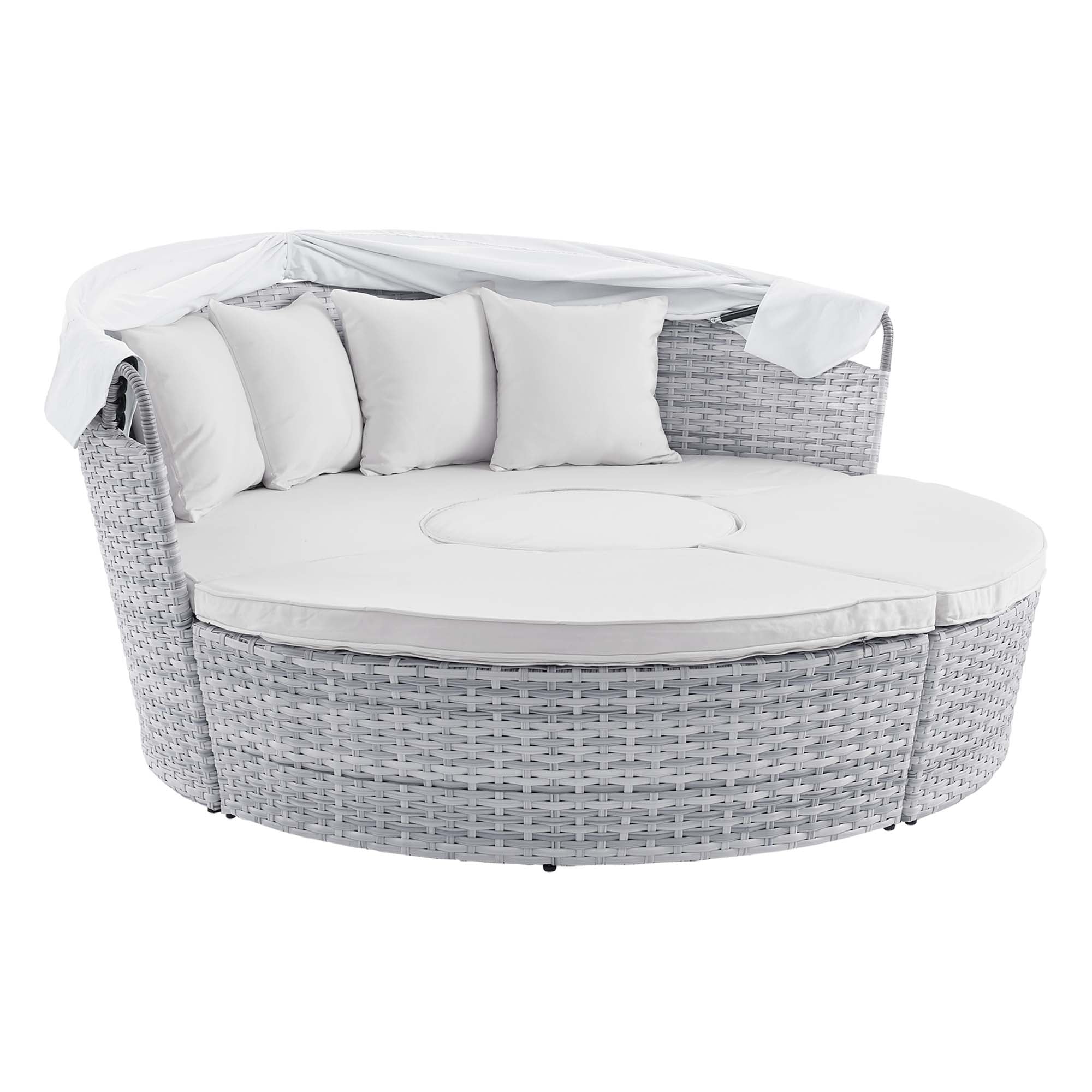 Emanate Full Size Outdoor Canopy Daybed  Light Grey Powder-Coated Aluminum Frame