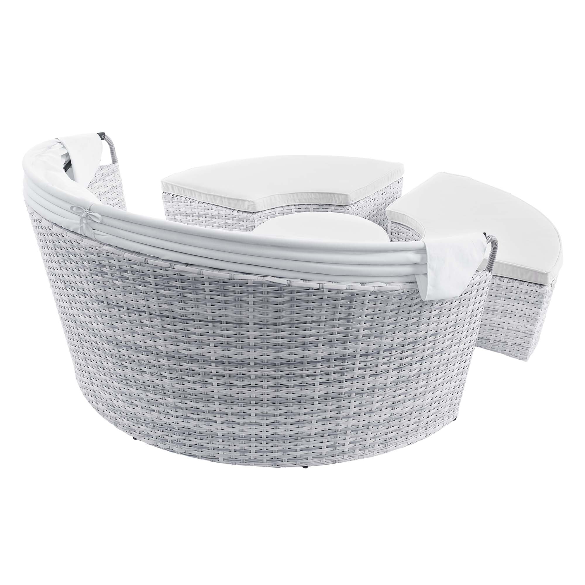 Emanate Full Size Outdoor Canopy Daybed  Light Grey Powder-Coated Aluminum Frame