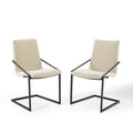 Pitch Upholstered Fabric Dining Armchair Set of 2, Black Beige