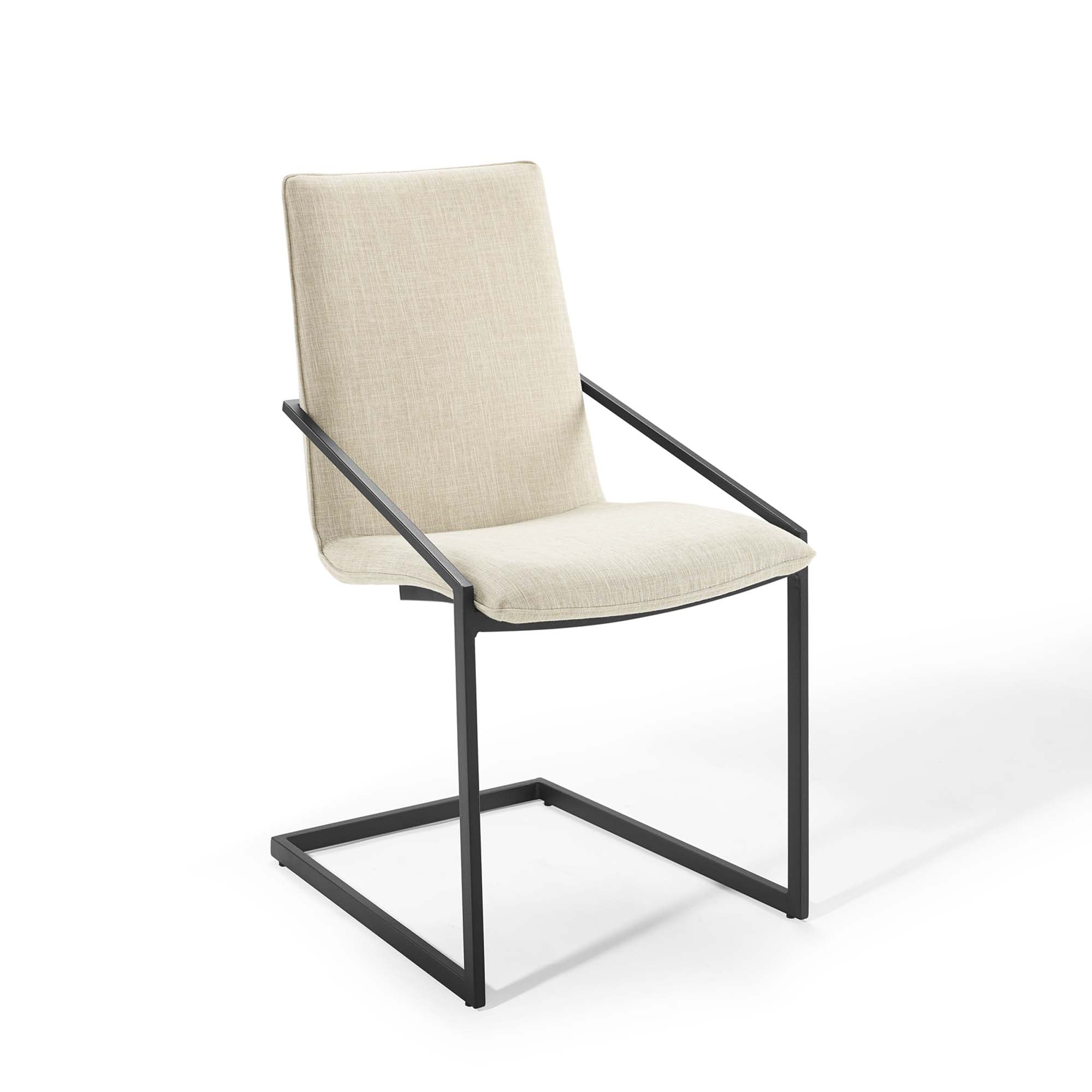 Pitch Upholstered Fabric Dining Armchair Set of 2, Black Beige