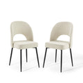 Rouse Upholstered Fabric Dining Side Chair Set of 2, Black Beige