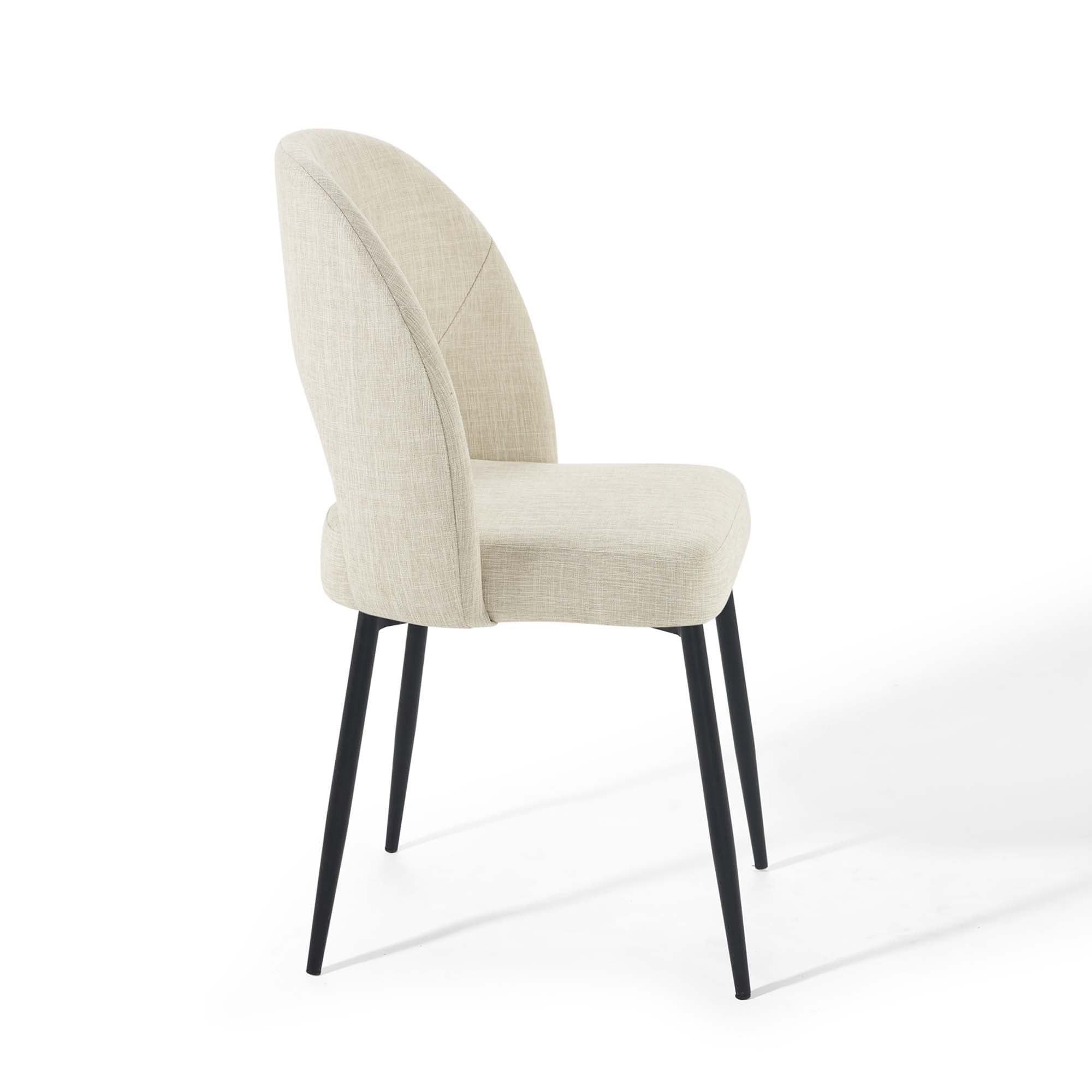 Rouse Upholstered Fabric Dining Side Chair Set of 2, Black Beige