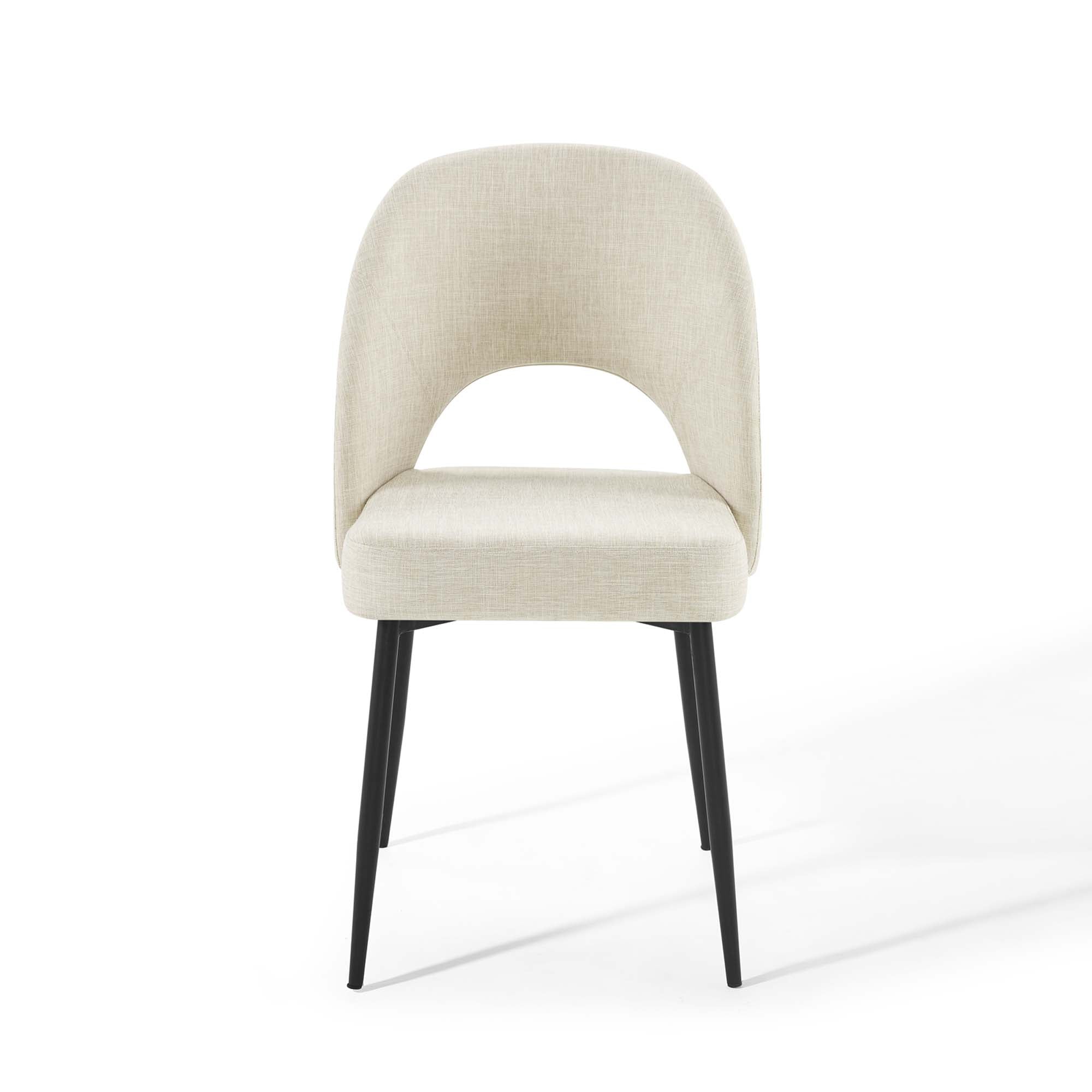 Rouse Upholstered Fabric Dining Side Chair Set of 2, Black Beige