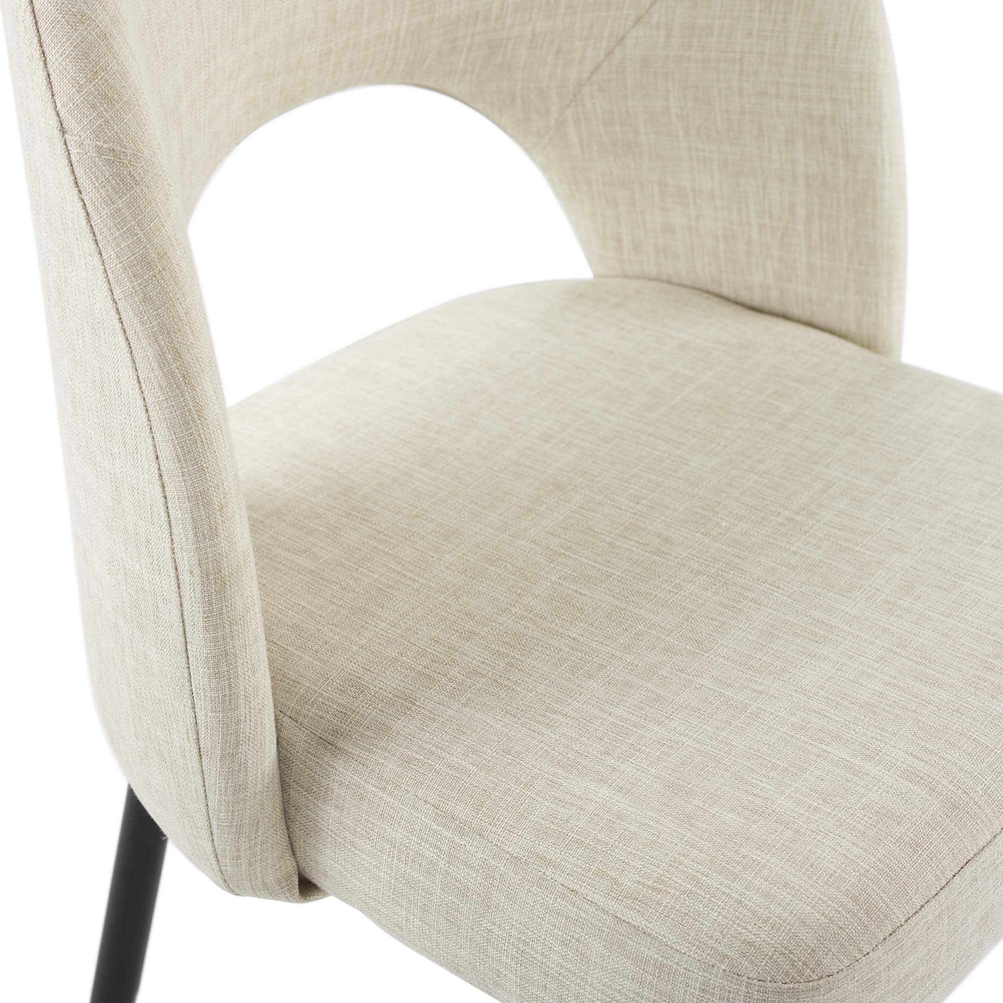 Rouse Upholstered Fabric Dining Side Chair Set of 2, Black Beige