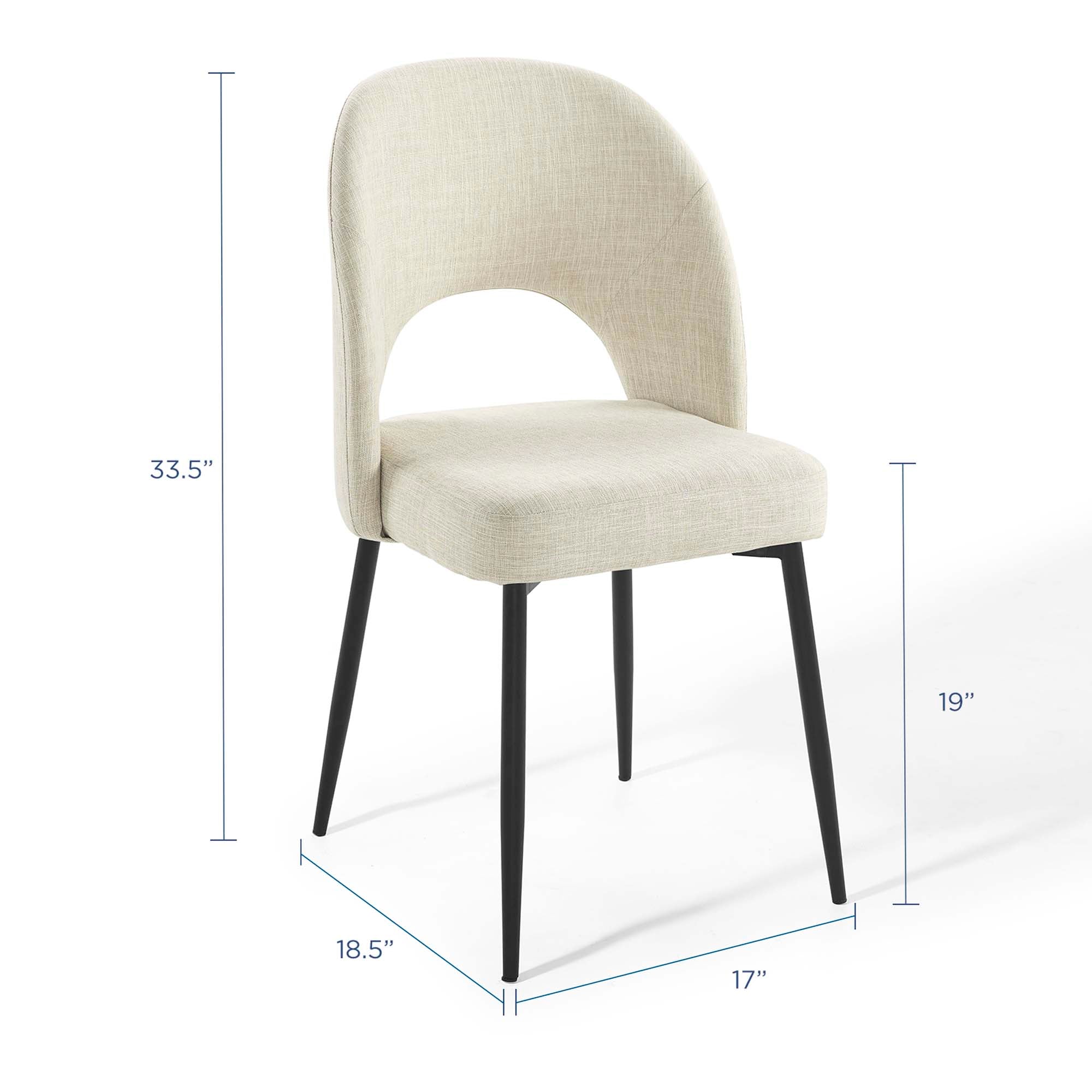 Rouse Upholstered Fabric Dining Side Chair Set of 2, Black Beige