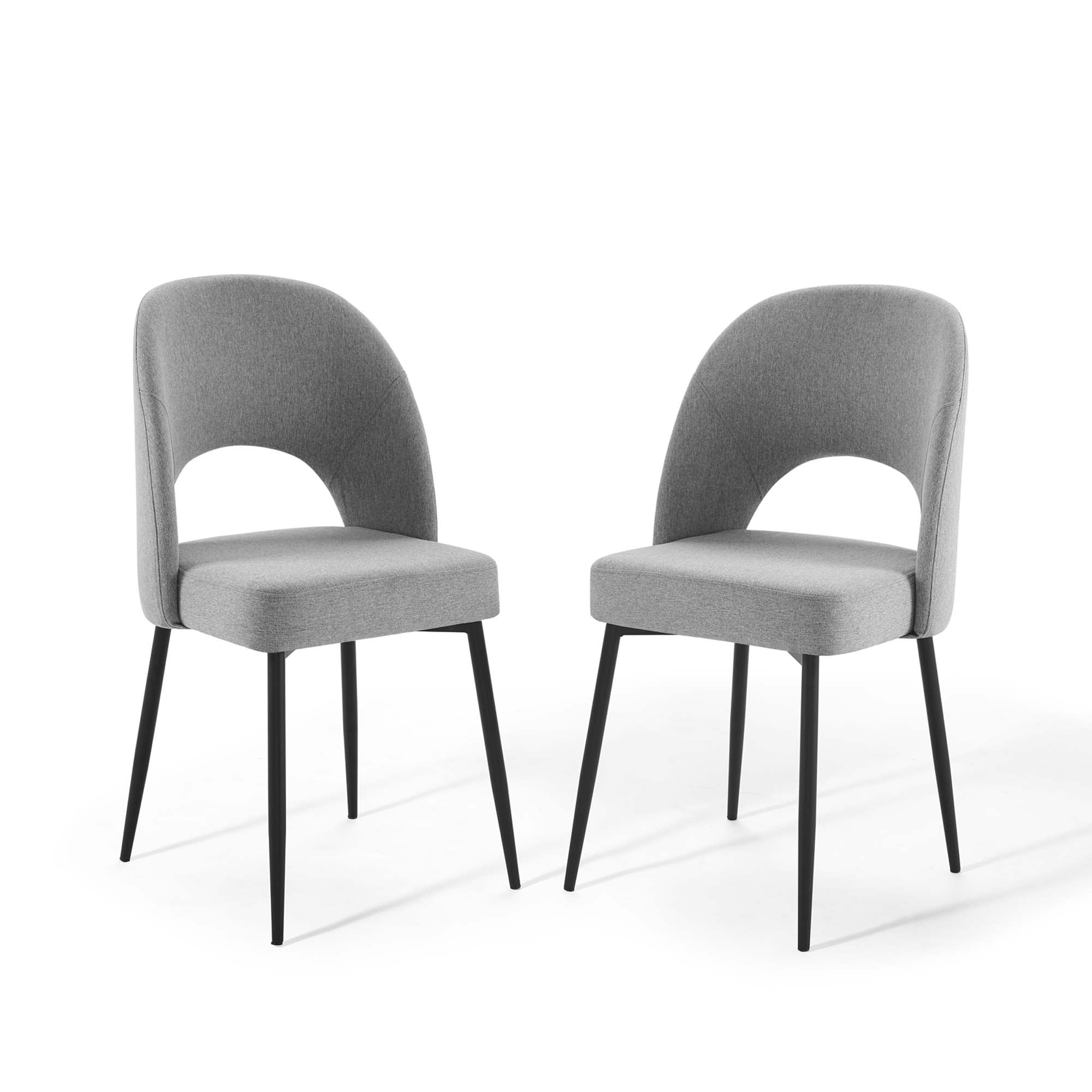 Rouse Upholstered Fabric Dining Side Chair Set of 2, Black Light Gray