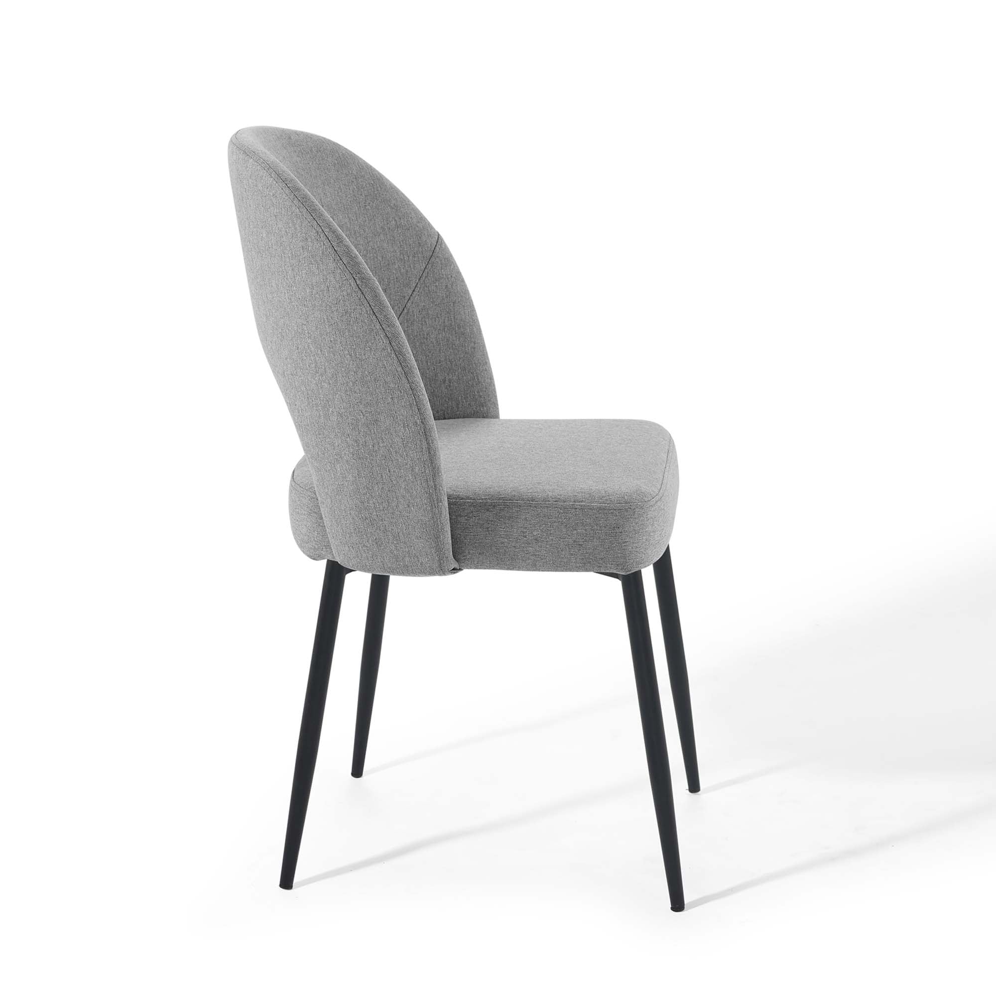 Rouse Upholstered Fabric Dining Side Chair Set of 2, Black Light Gray