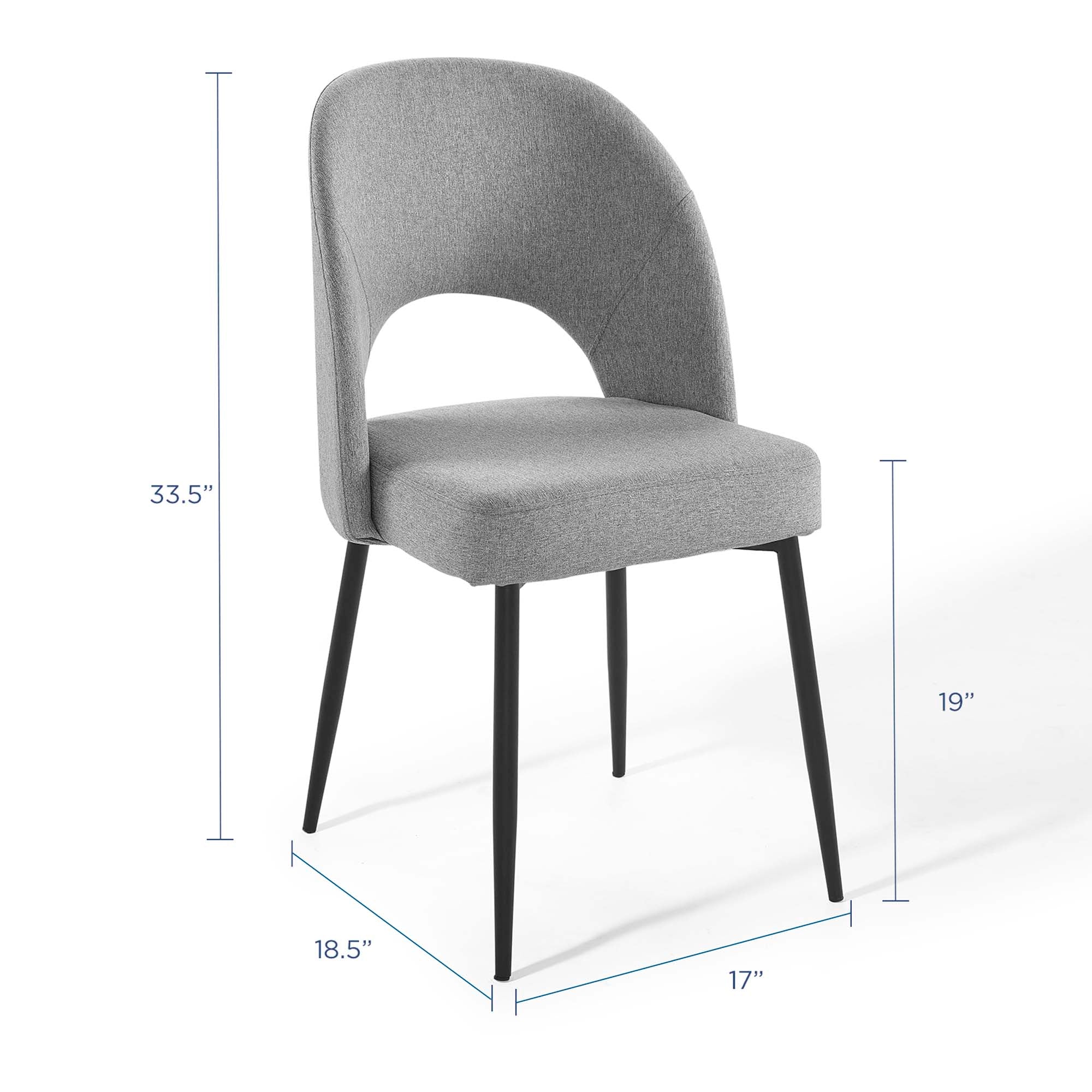 Rouse Upholstered Fabric Dining Side Chair Set of 2, Black Light Gray