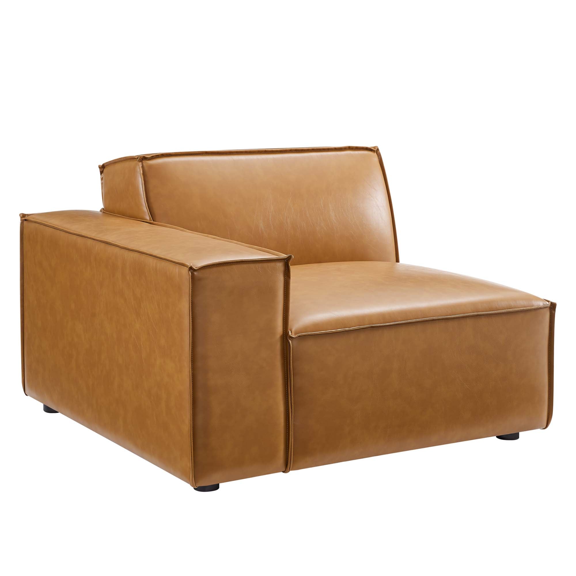 Restore Left-Arm Vegan Leather Sectional Sofa Chair, Tan