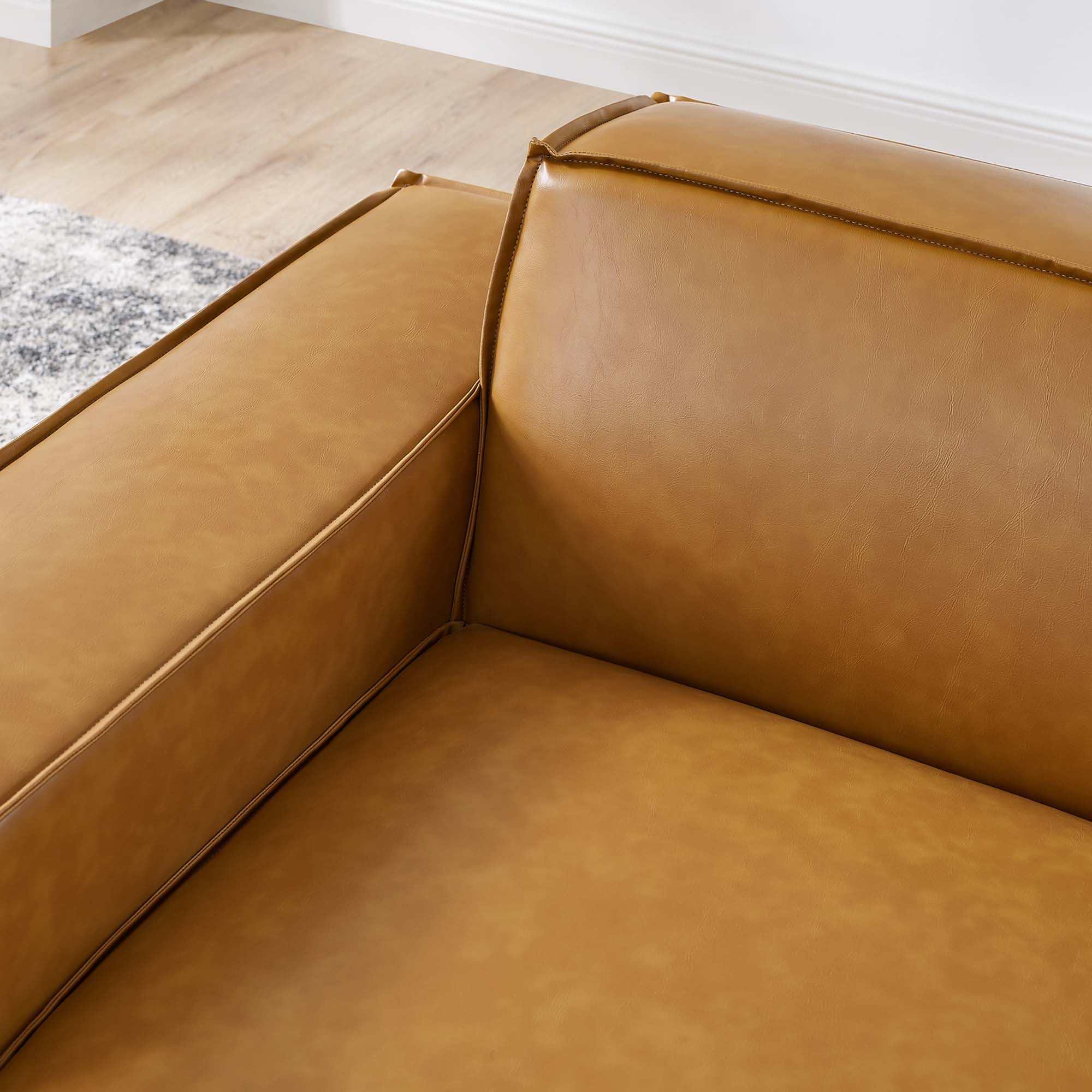 Restore Left-Arm Vegan Leather Sectional Sofa Chair, Tan