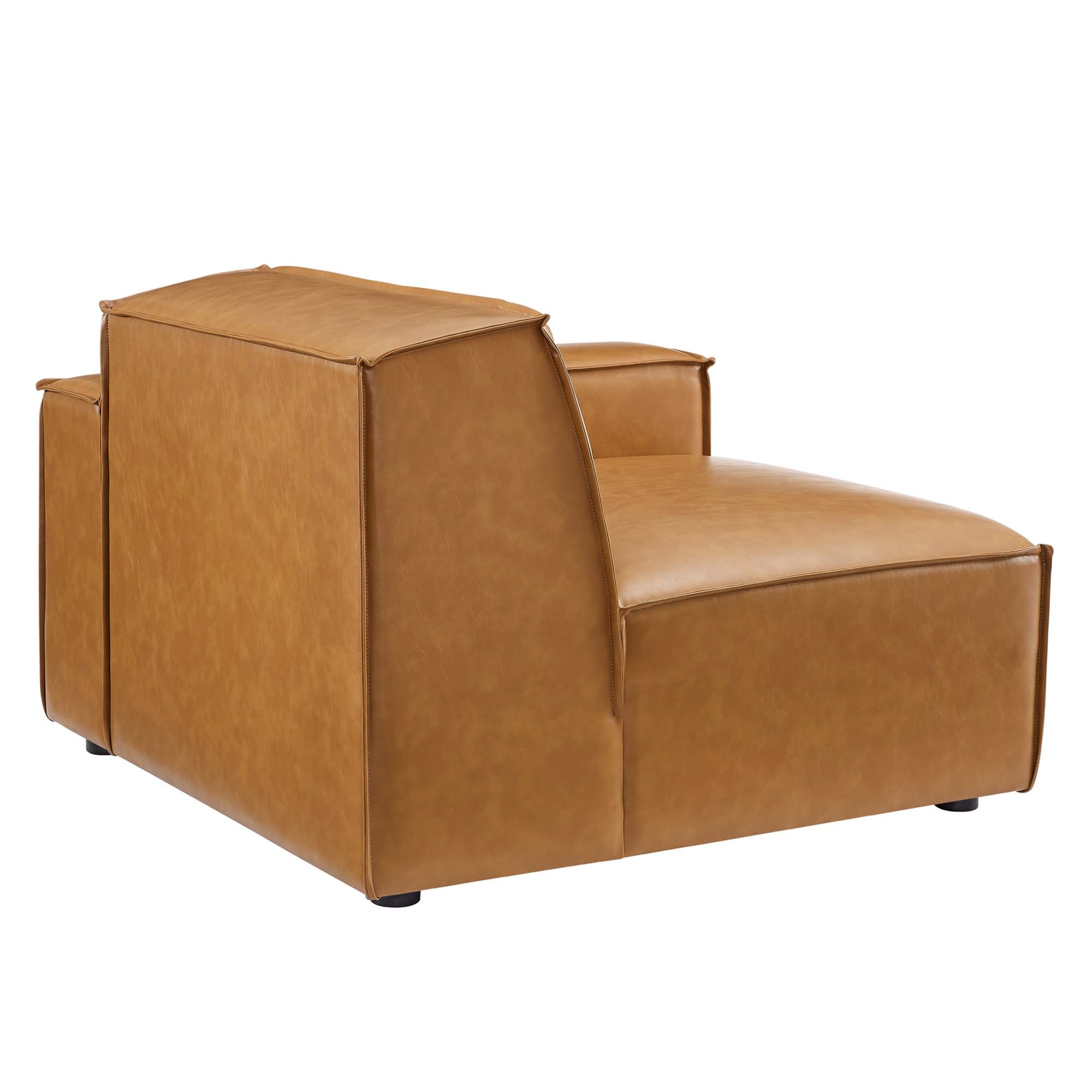 Restore Right-Arm Vegan Leather Sectional Sofa Chair, Tan