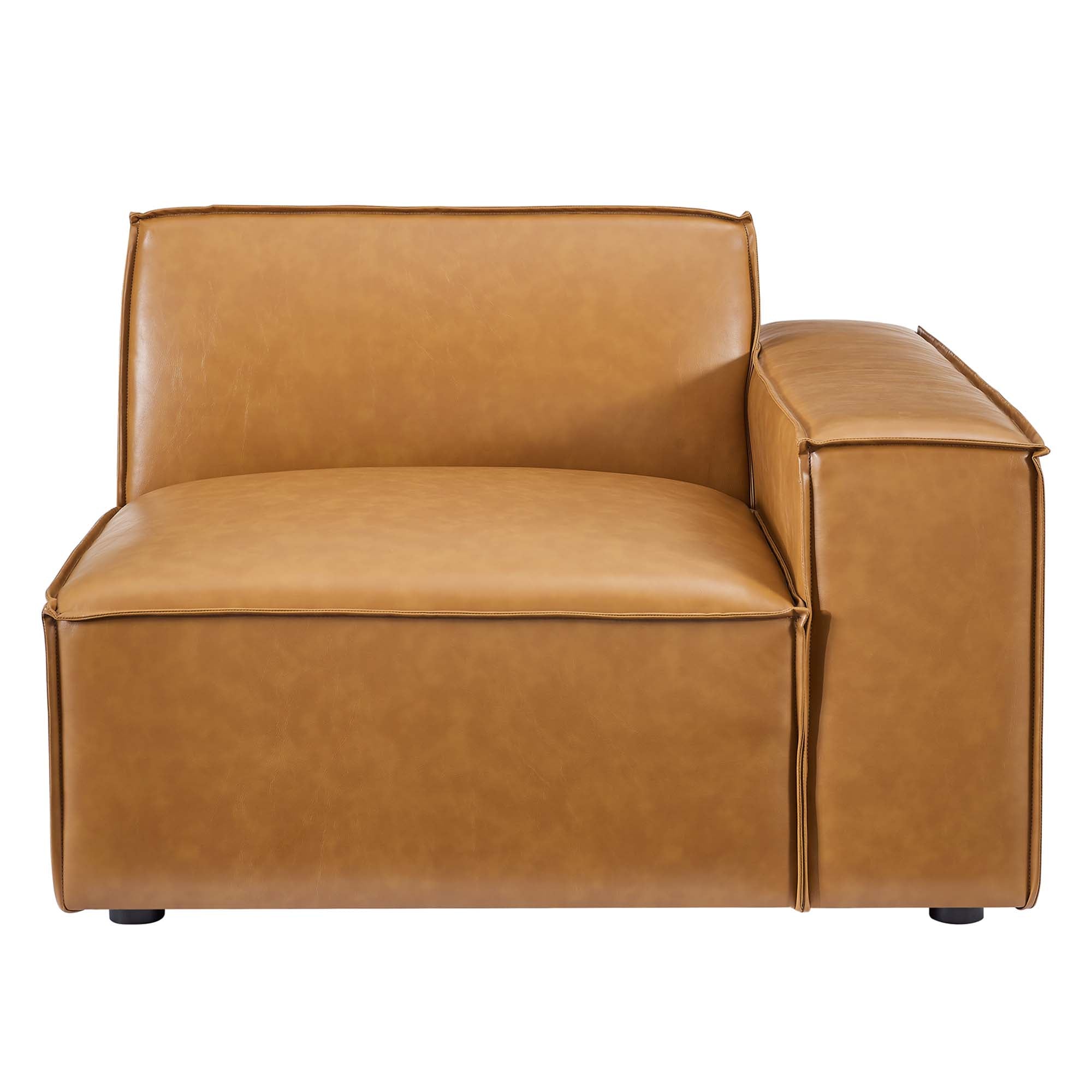 Restore Right-Arm Vegan Leather Sectional Sofa Chair, Tan