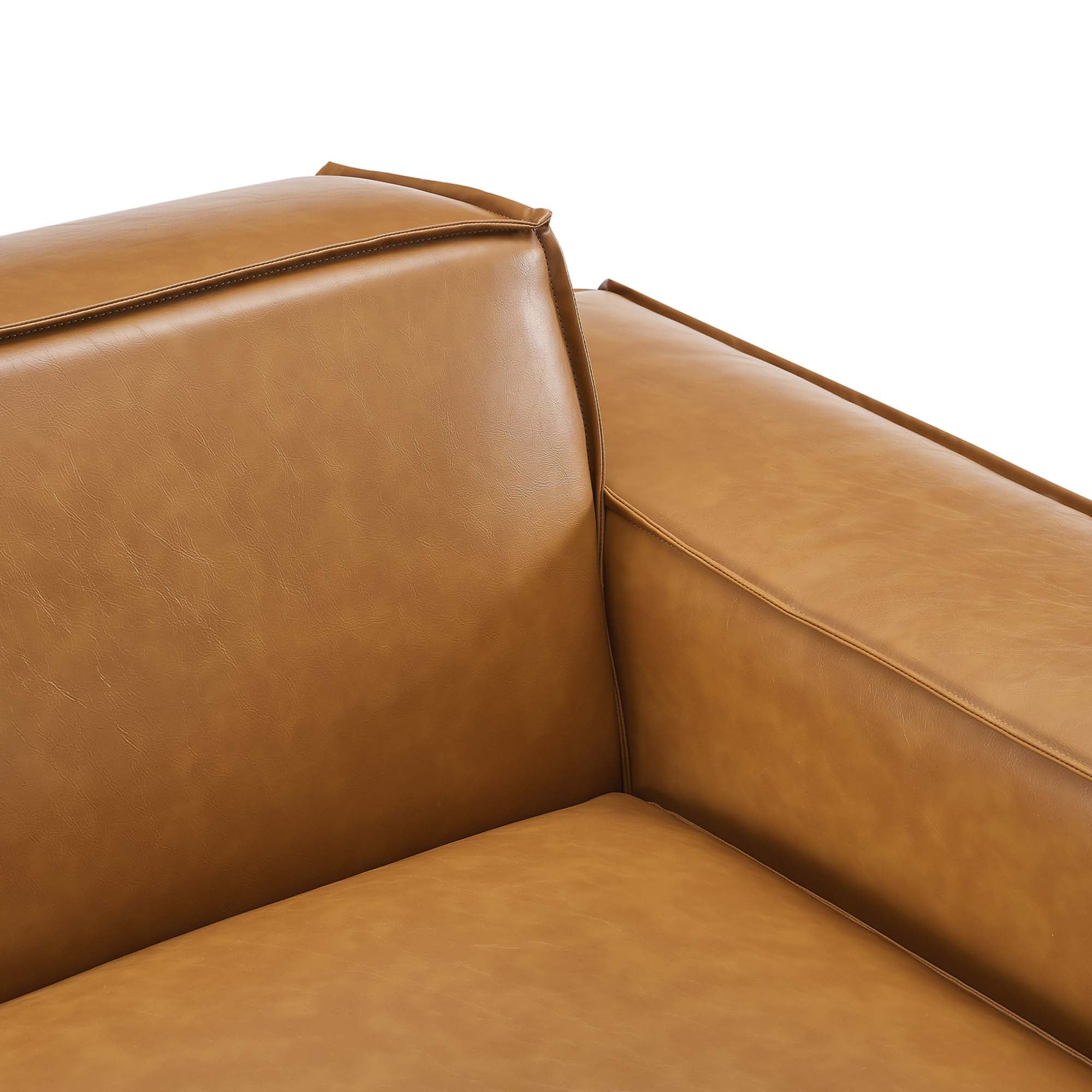 Restore Right-Arm Vegan Leather Sectional Sofa Chair, Tan