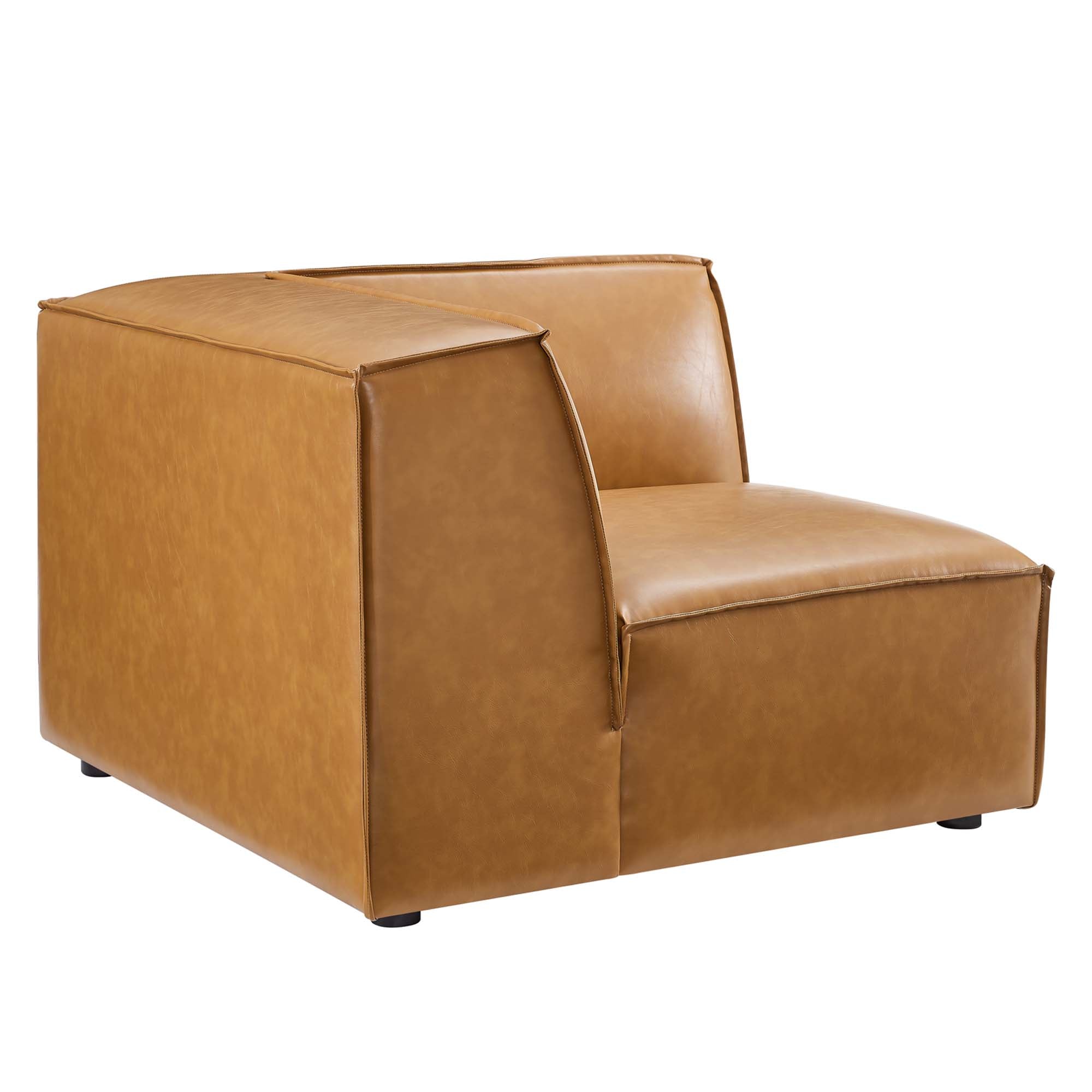 Restore Vegan Leather Sectional Sofa Corner Chair, Tan