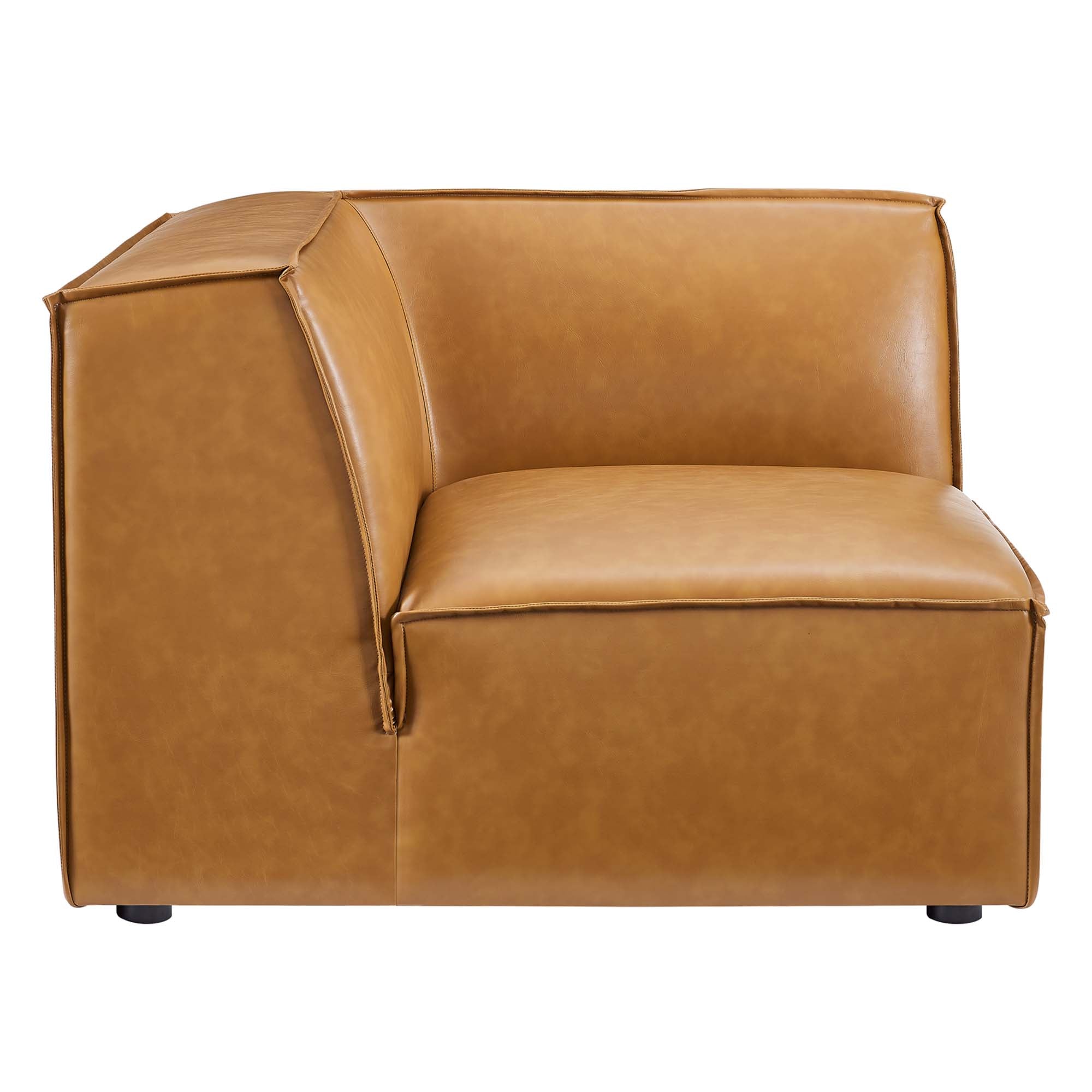 Restore Vegan Leather Sectional Sofa Corner Chair, Tan