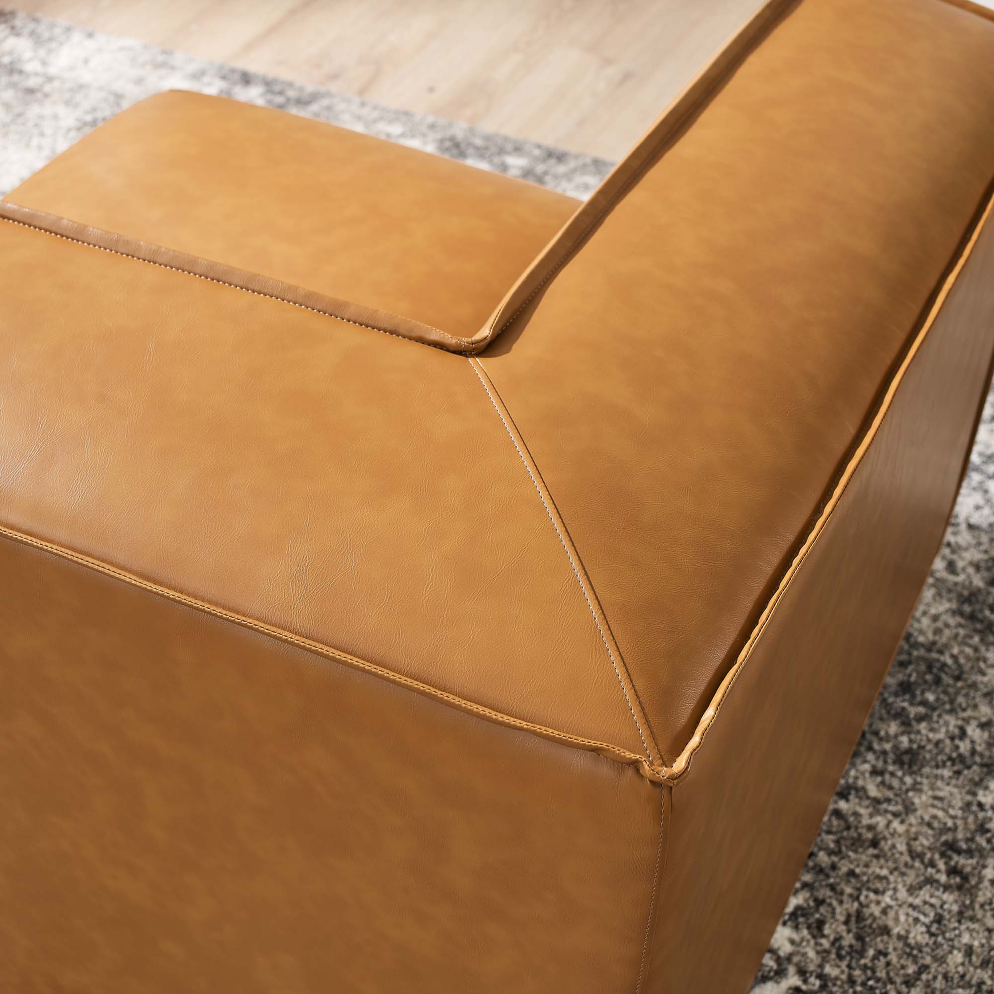 Restore Vegan Leather Sectional Sofa Corner Chair, Tan
