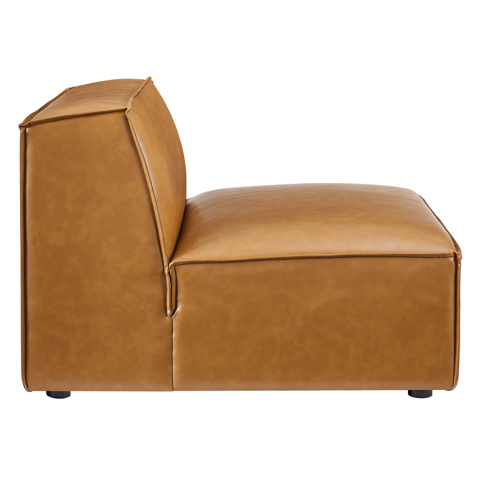 Restore Vegan Leather Sectional Sofa Armless Chair, Tan