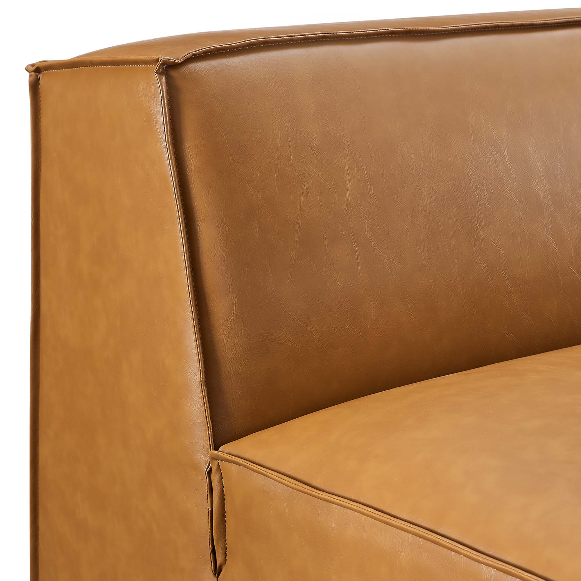 Restore Vegan Leather Sectional Sofa Armless Chair, Tan