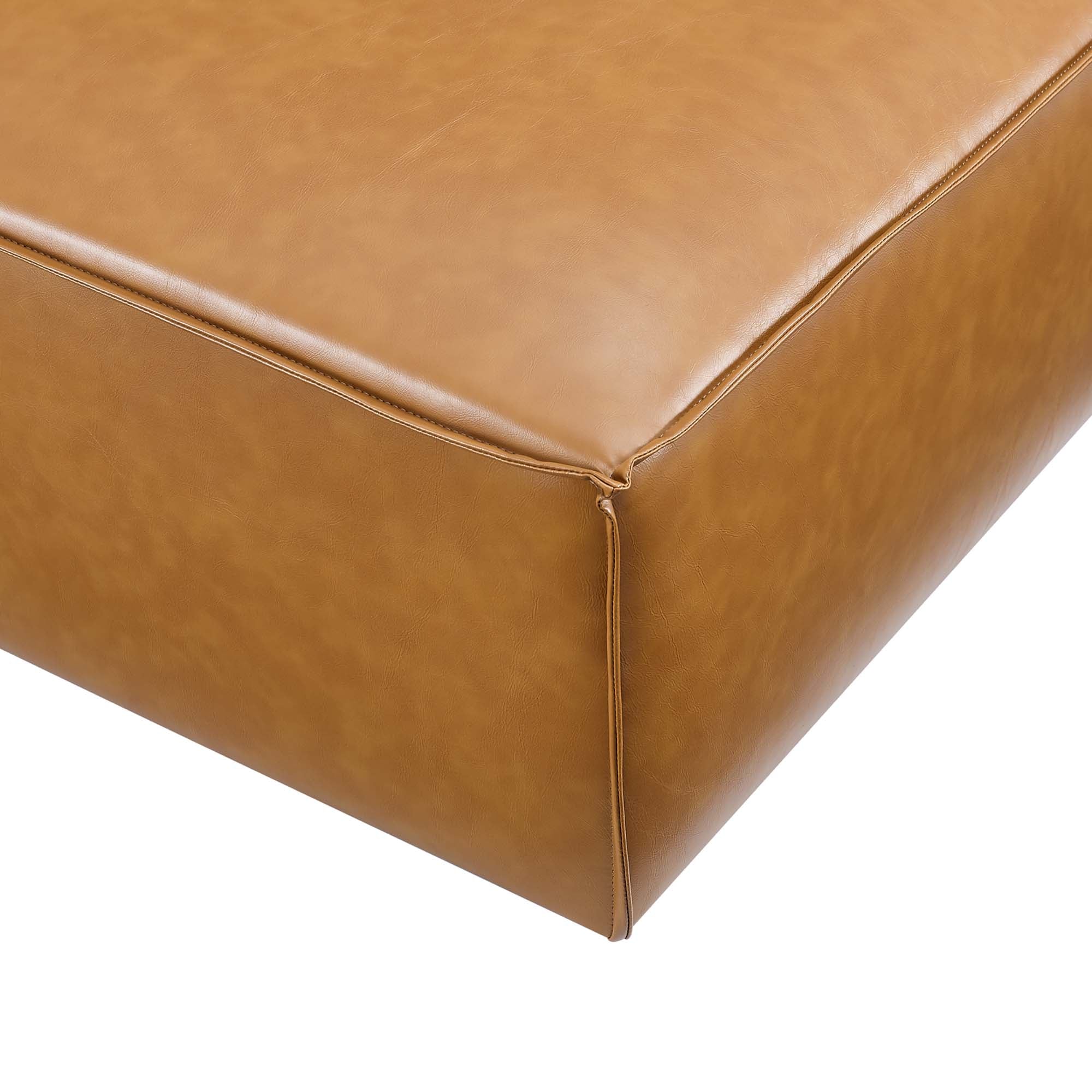 Restore Vegan Leather Ottoman, Tan