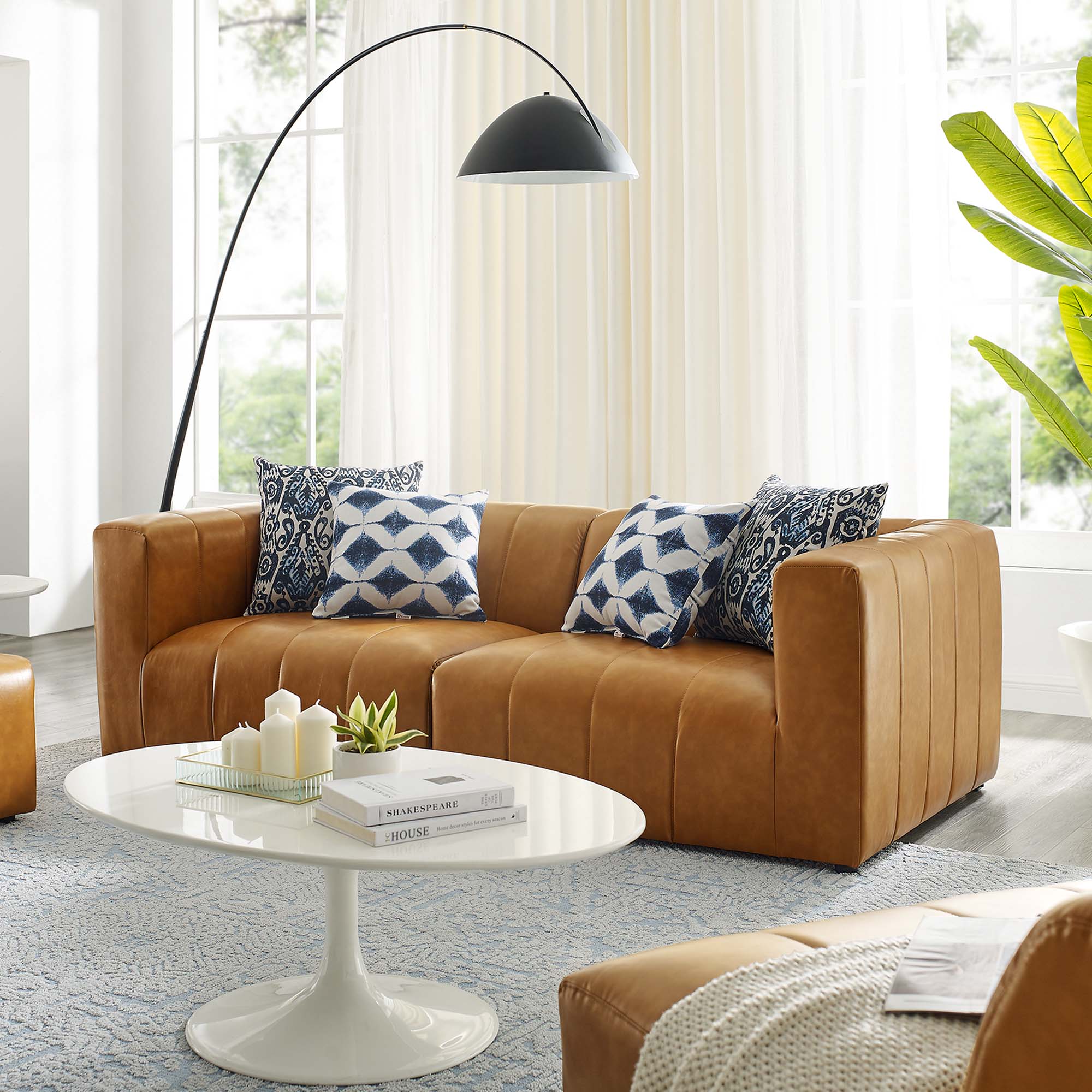 Bartlett 2-Piece Vegan Leather Loveseat, Tan