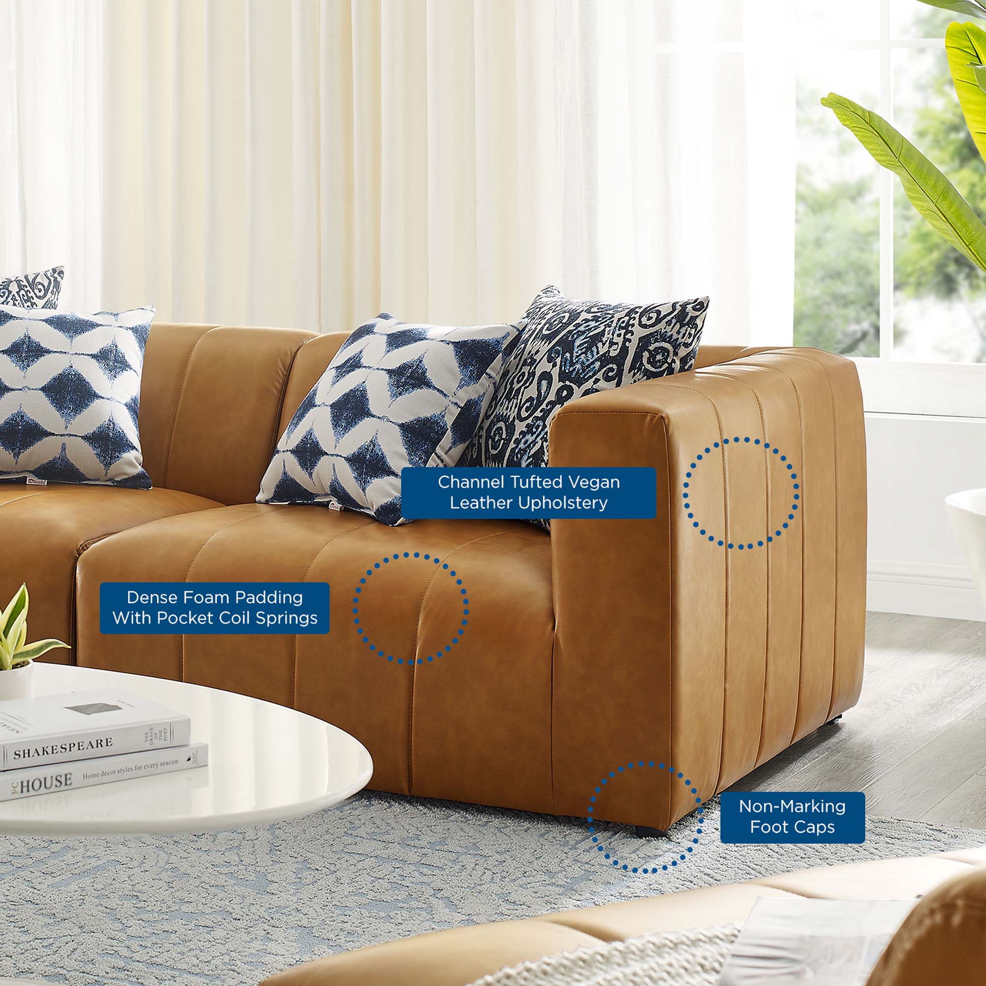 Bartlett 2-Piece Vegan Leather Loveseat, Tan