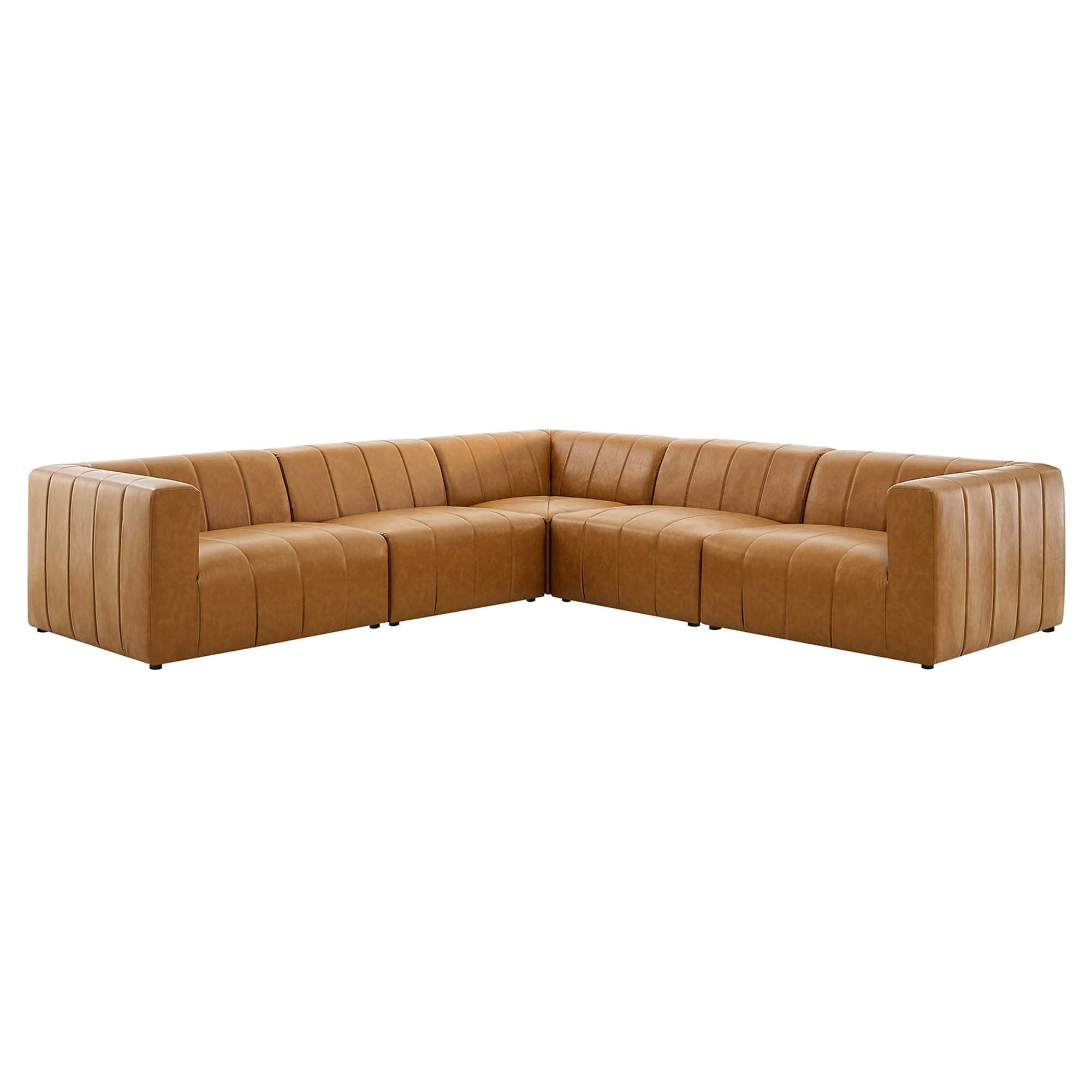 Bartlett 5-Piece Vegan Leather Sectional Sofa, Tan