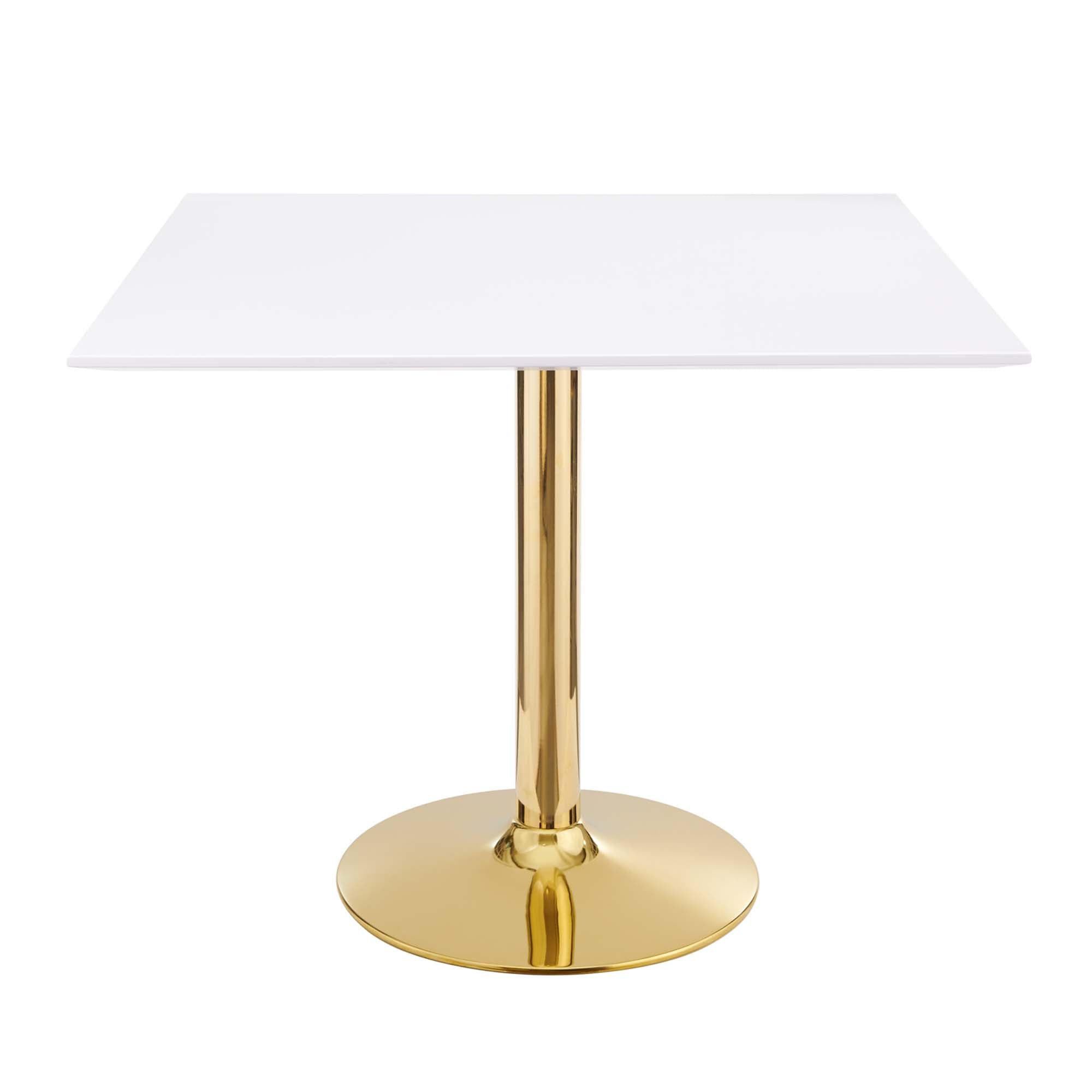 Verne 35" Square Dining Table, Gold White