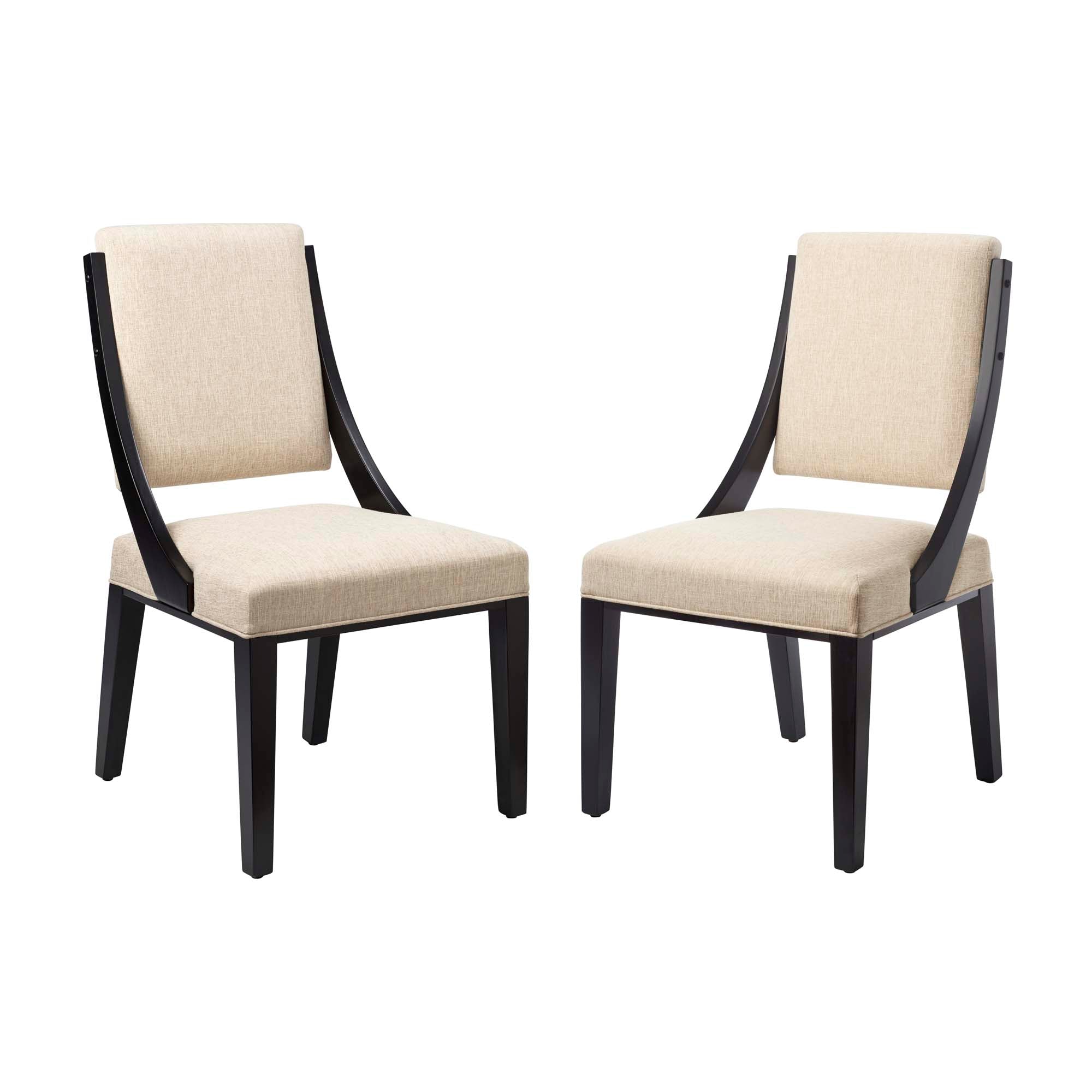 Cambridge Upholstered Fabric Dining Chairs Set of 2, Beige
