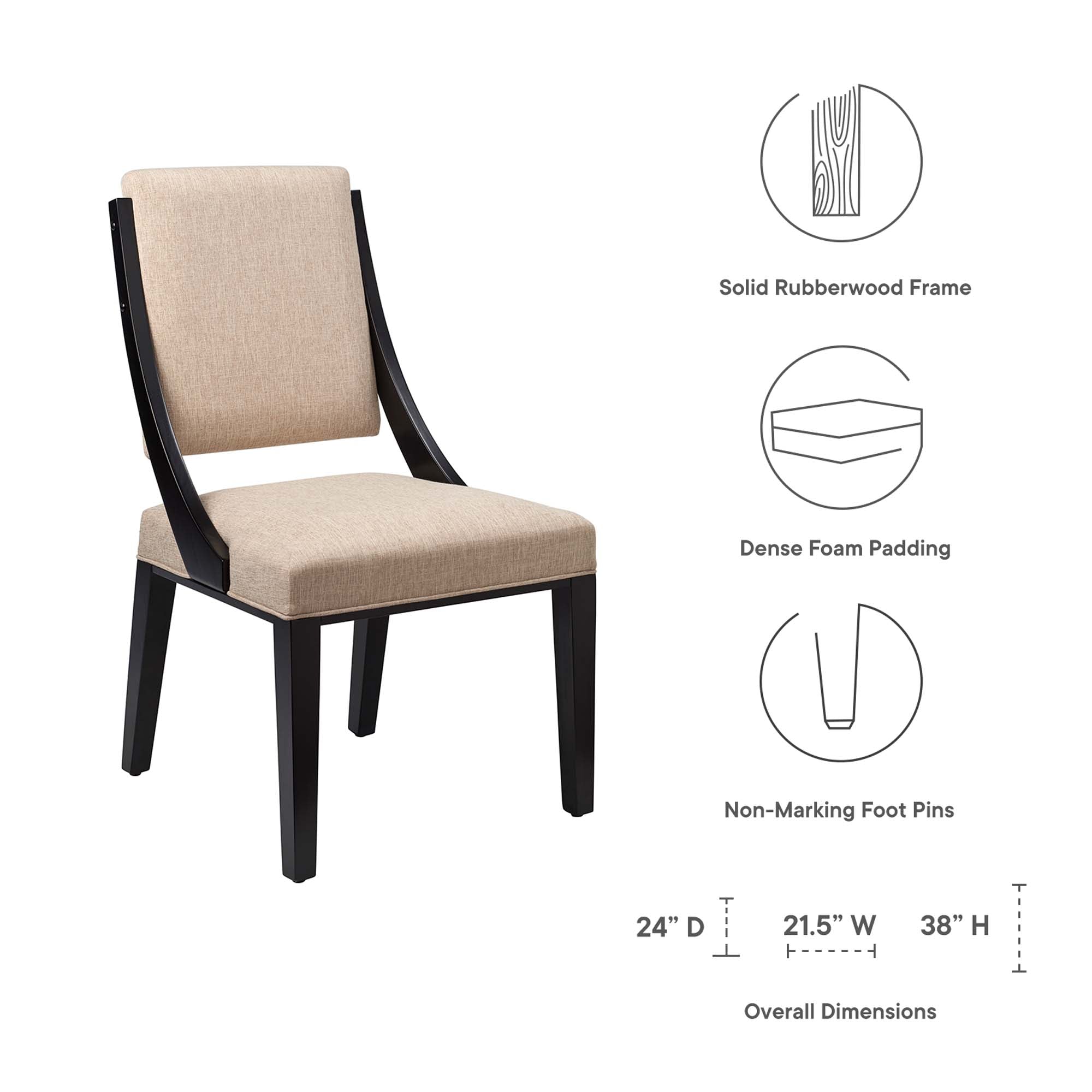 Cambridge Upholstered Fabric Dining Chairs Set of 2, Beige