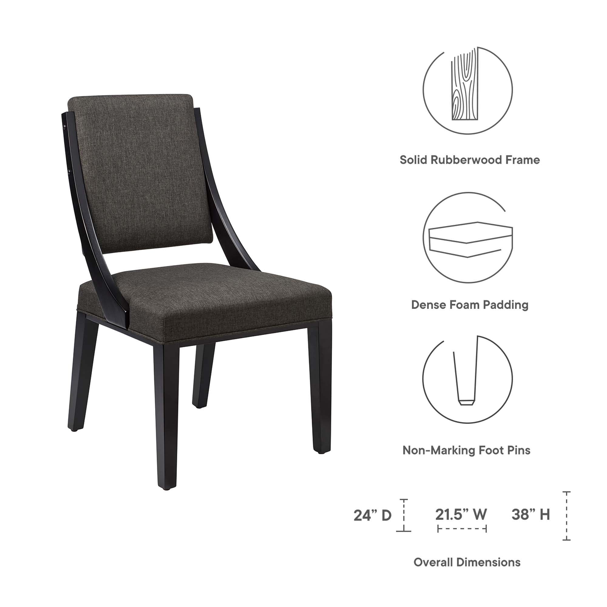 Cambridge Upholstered Fabric Dining Chairs Set of 2, Gray
