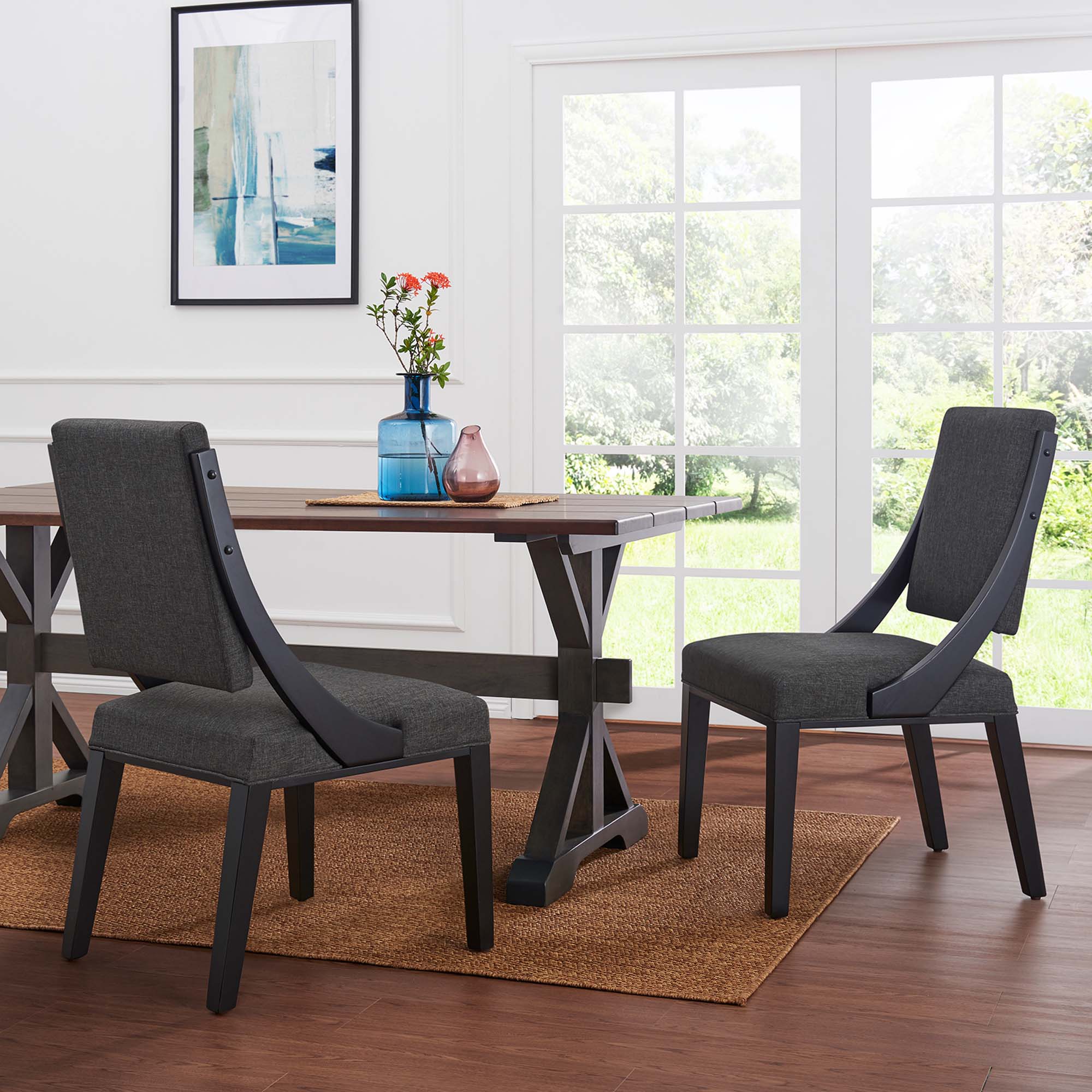 Cambridge Upholstered Fabric Dining Chairs Set of 2, Gray