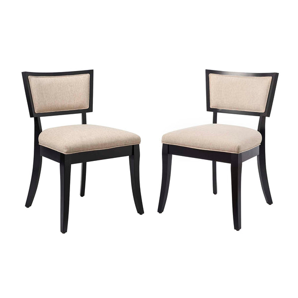 Pristine Upholstered Fabric Dining Chairs Set of 2, Beige
