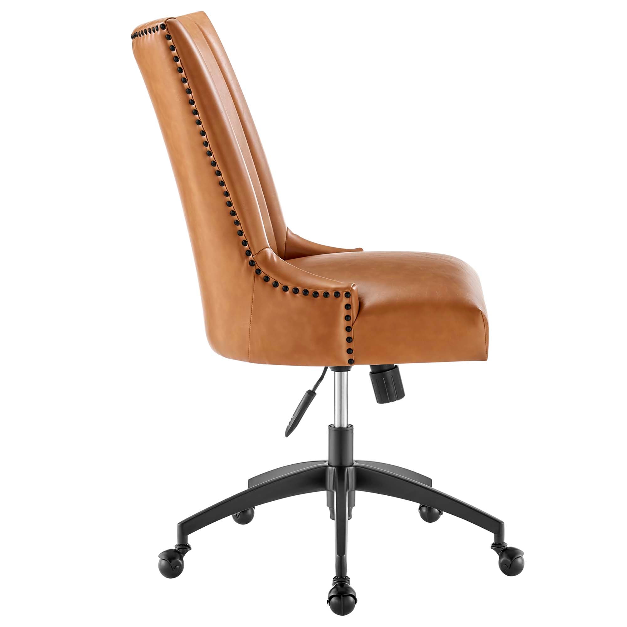 Empower Channel Tufted Vegan Leather Office Chair, Black Tan