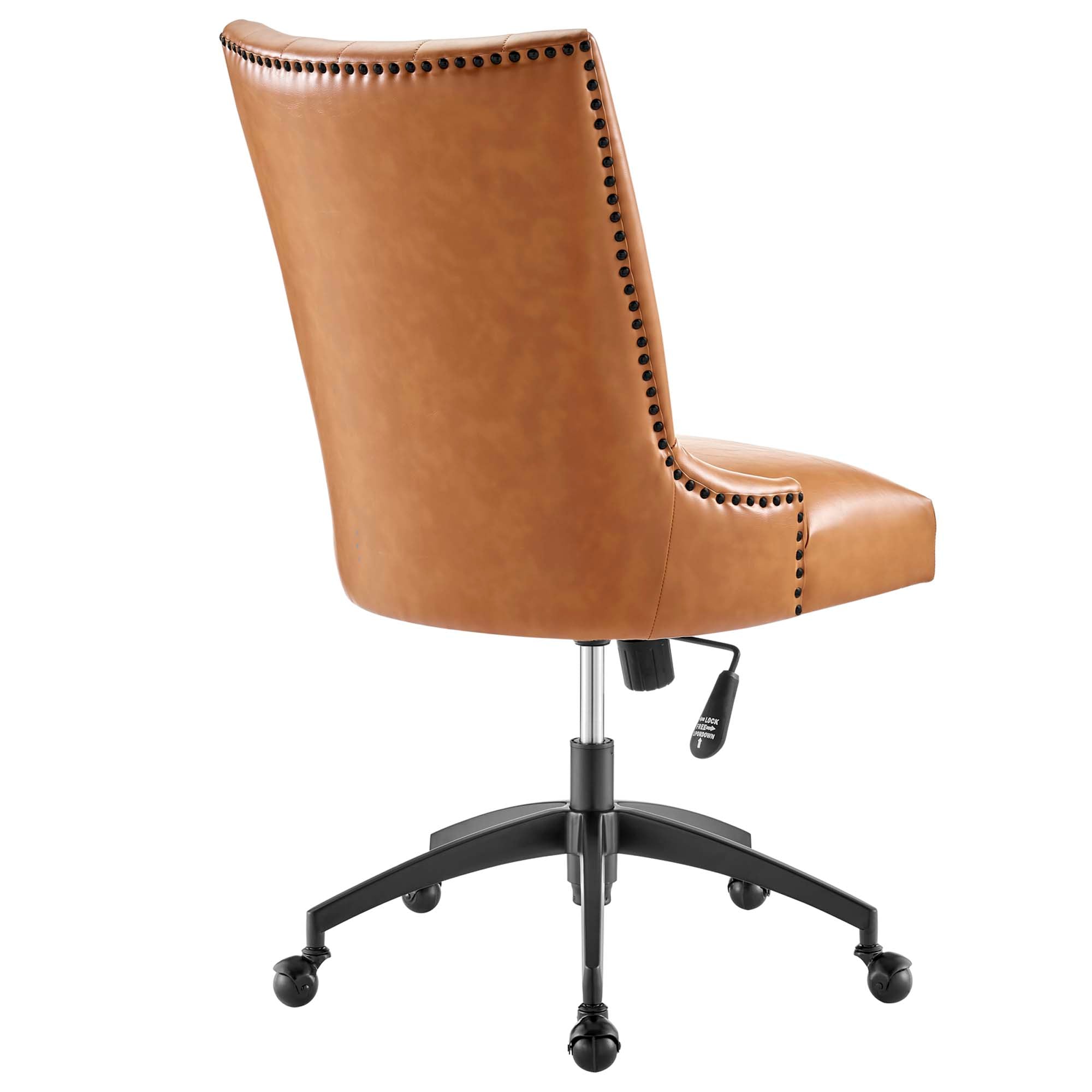 Empower Channel Tufted Vegan Leather Office Chair, Black Tan