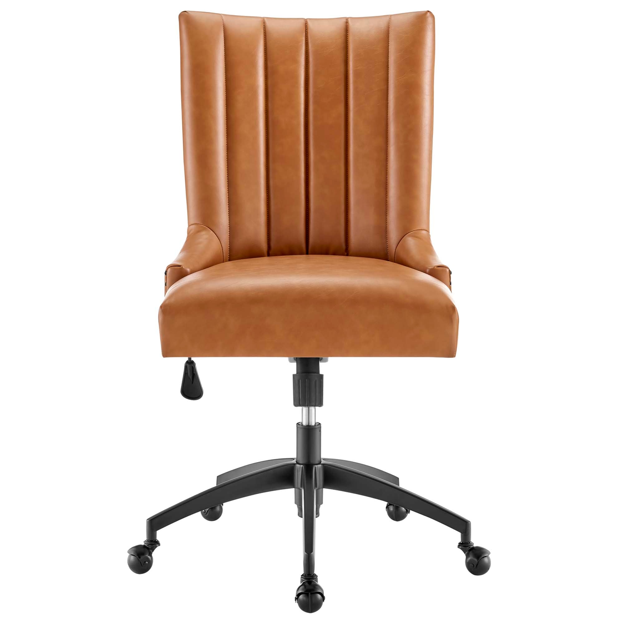 Empower Channel Tufted Vegan Leather Office Chair, Black Tan
