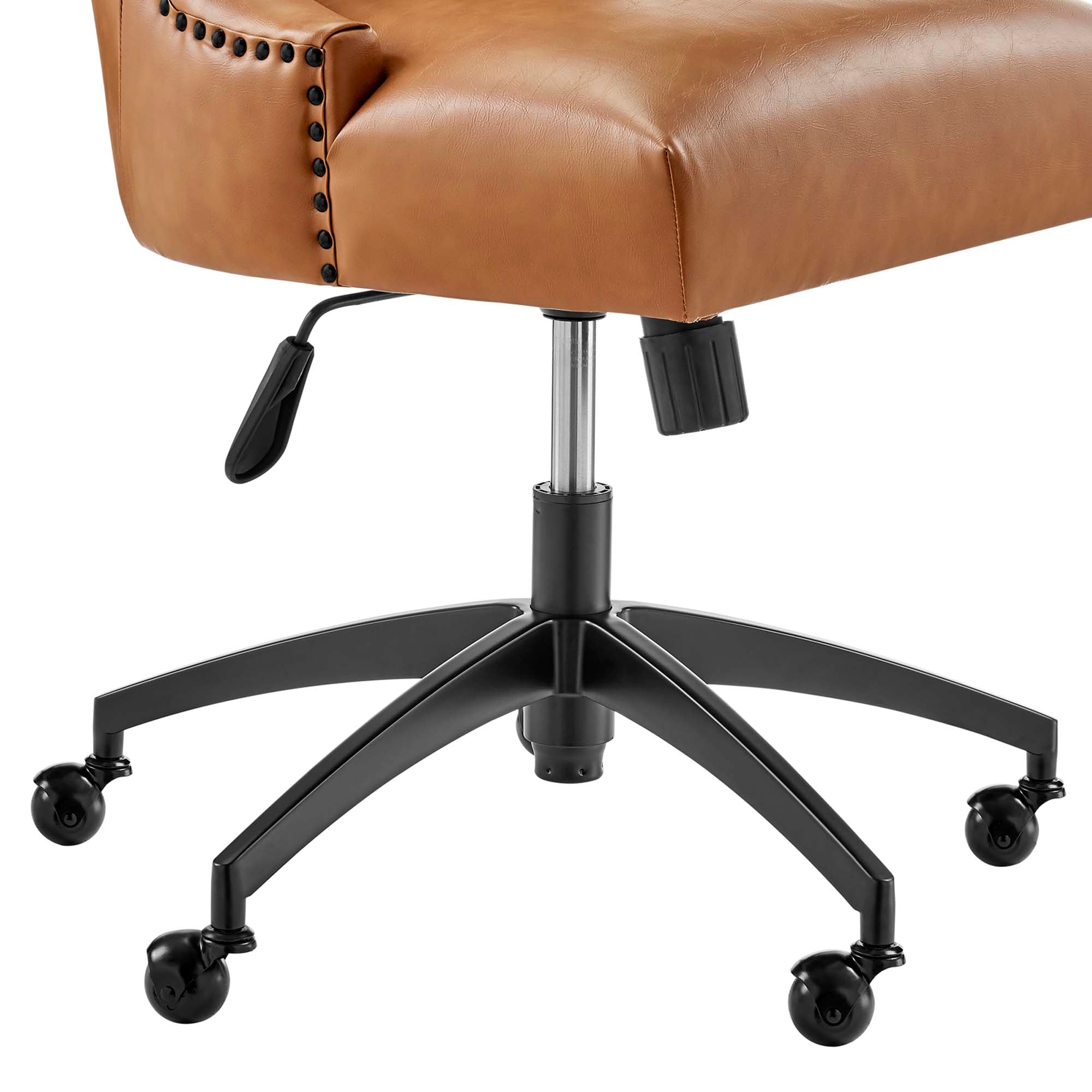 Empower Channel Tufted Vegan Leather Office Chair, Black Tan