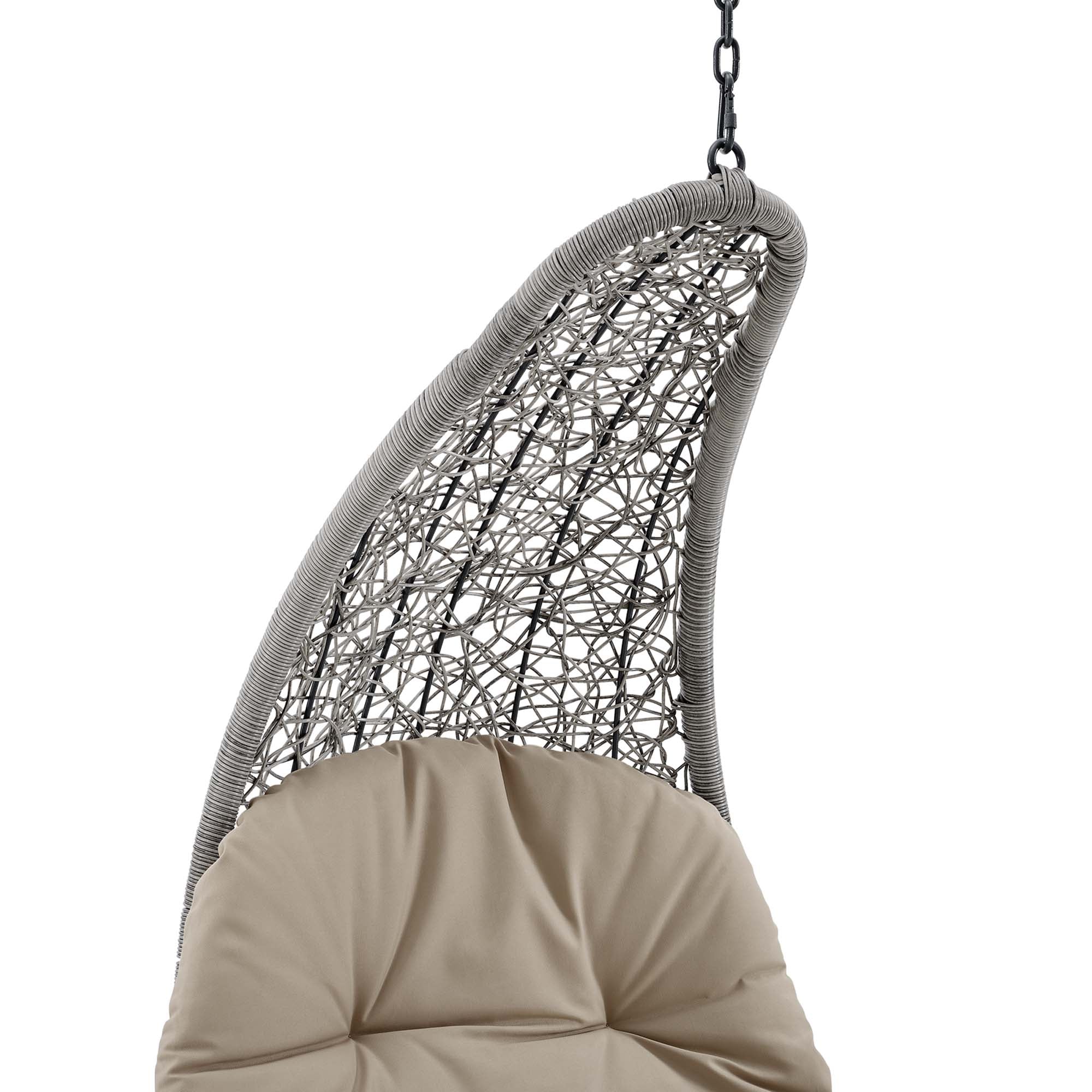Landscape Hanging Chaise Lounge Outdoor Patio Swing Chair, Light Gray Beige