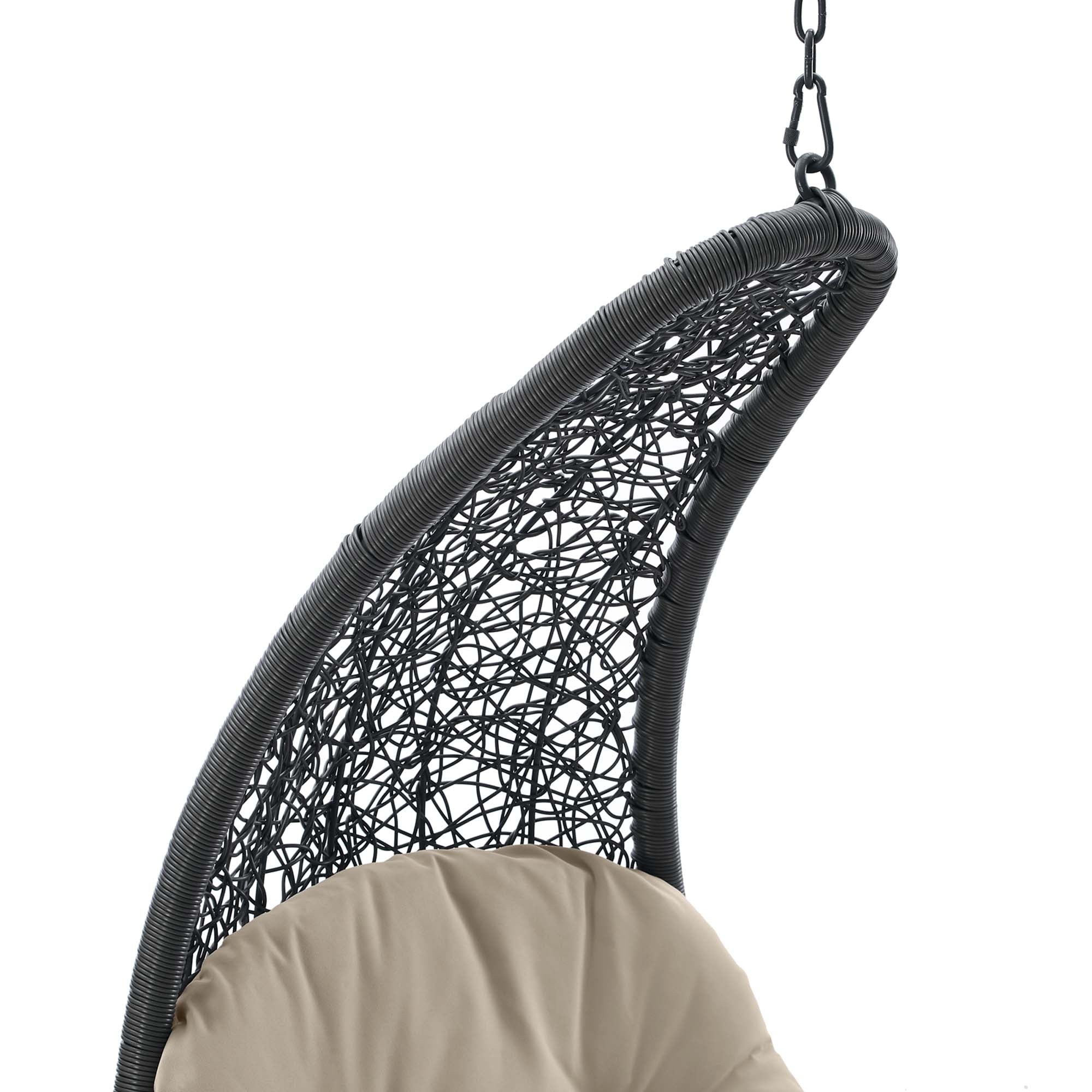 Landscape Hanging Chaise Lounge Outdoor Patio Swing Chair, Light Gray Beige