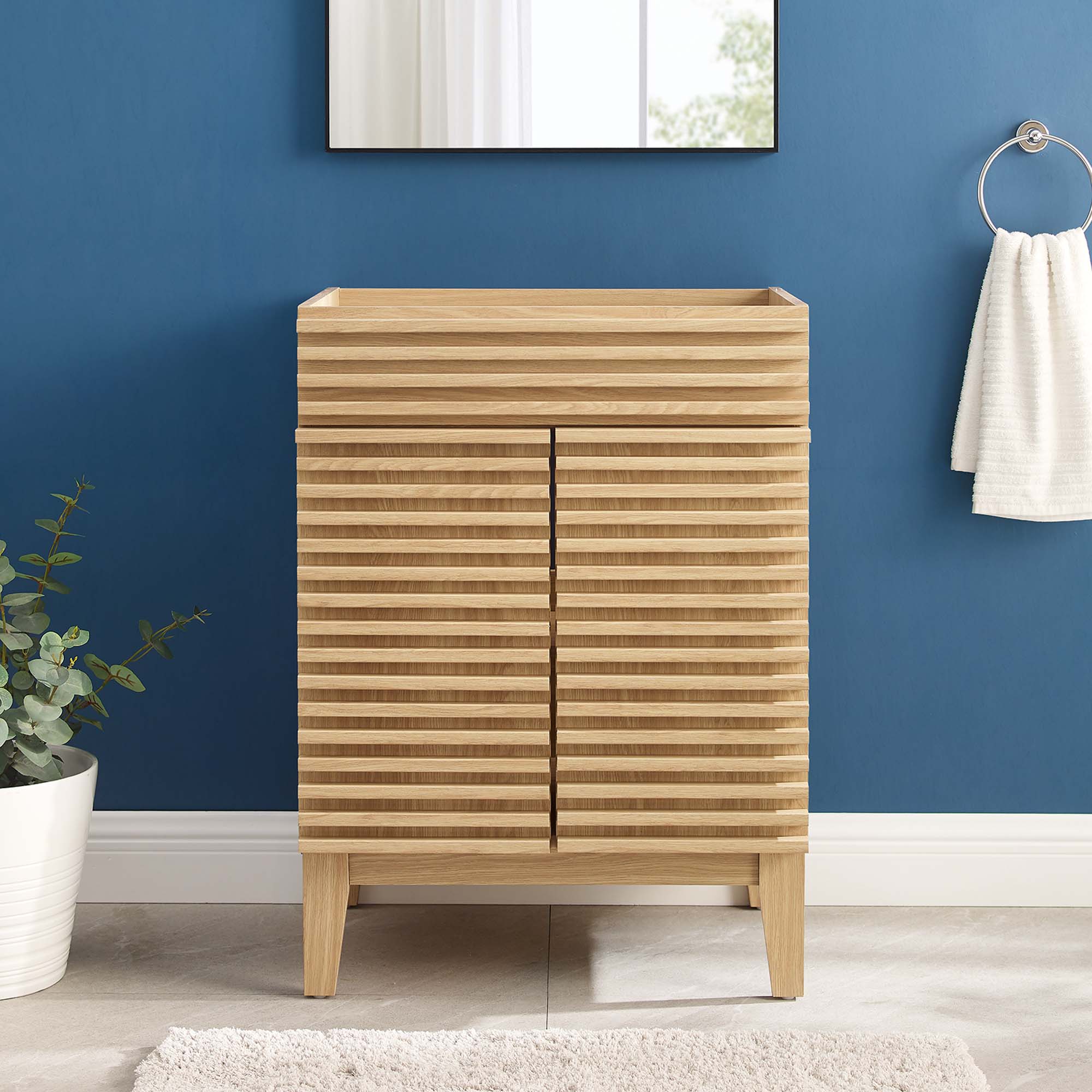 Render 24" Bathroom Vanity Cabinet (Sink Basin Not Included), Oak