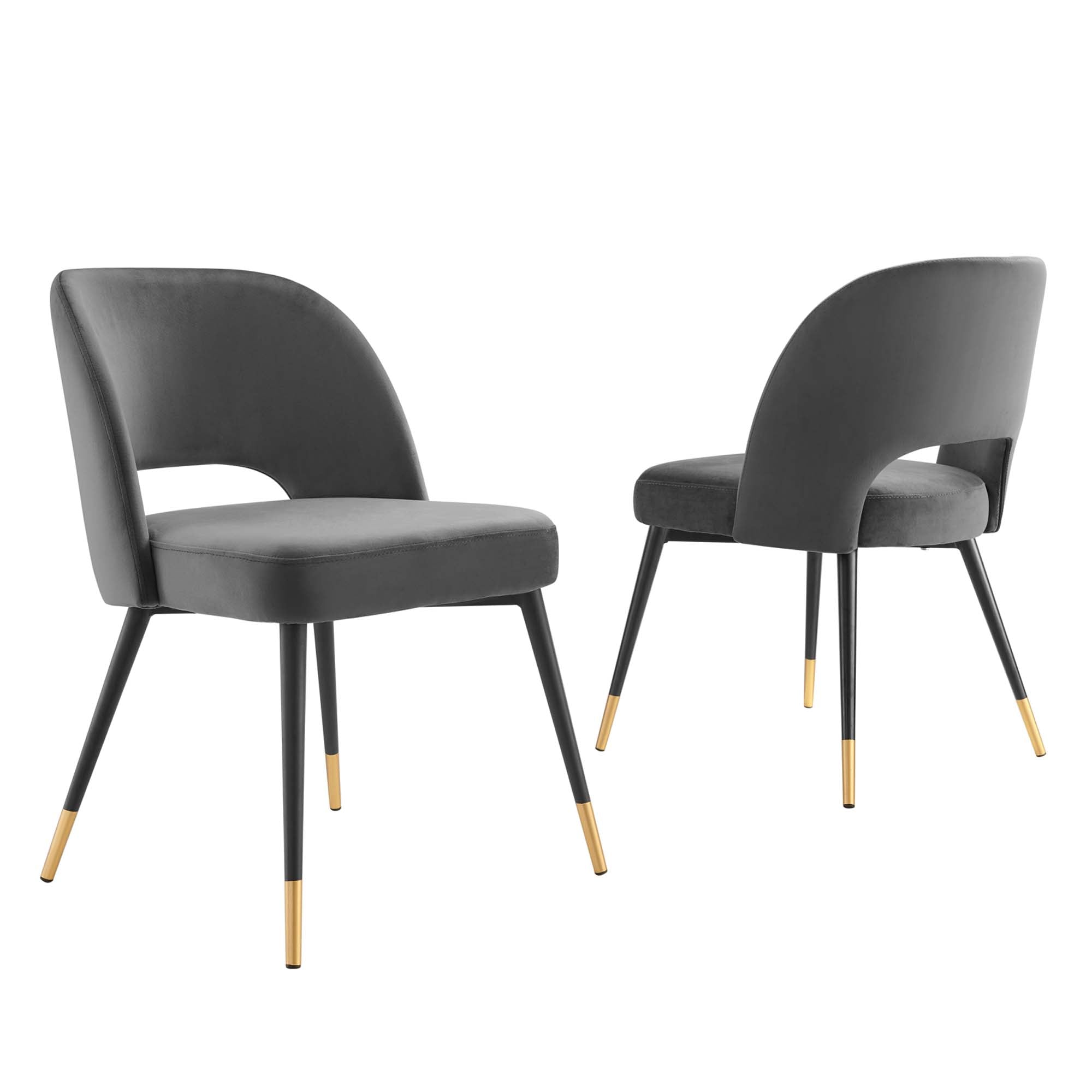 Rouse Performance Velvet Dining Side Chairs Set of 2, Charcoal