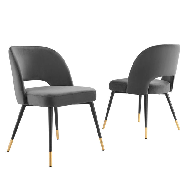 Rouse Performance Velvet Dining Side Chairs Set of 2, Charcoal