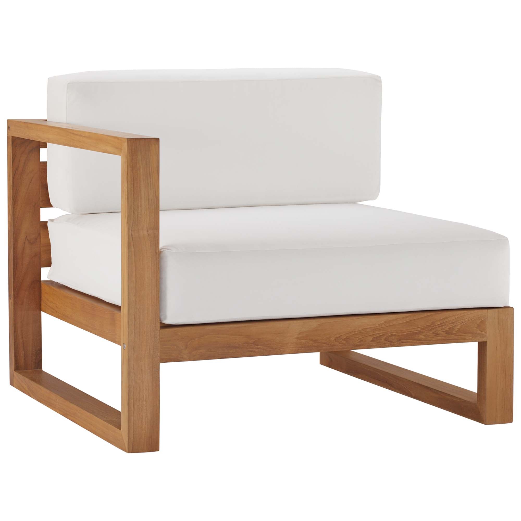Upland 5-Piece Outdoor Patio Teak Wood Sectional Sofa Set, Natural White