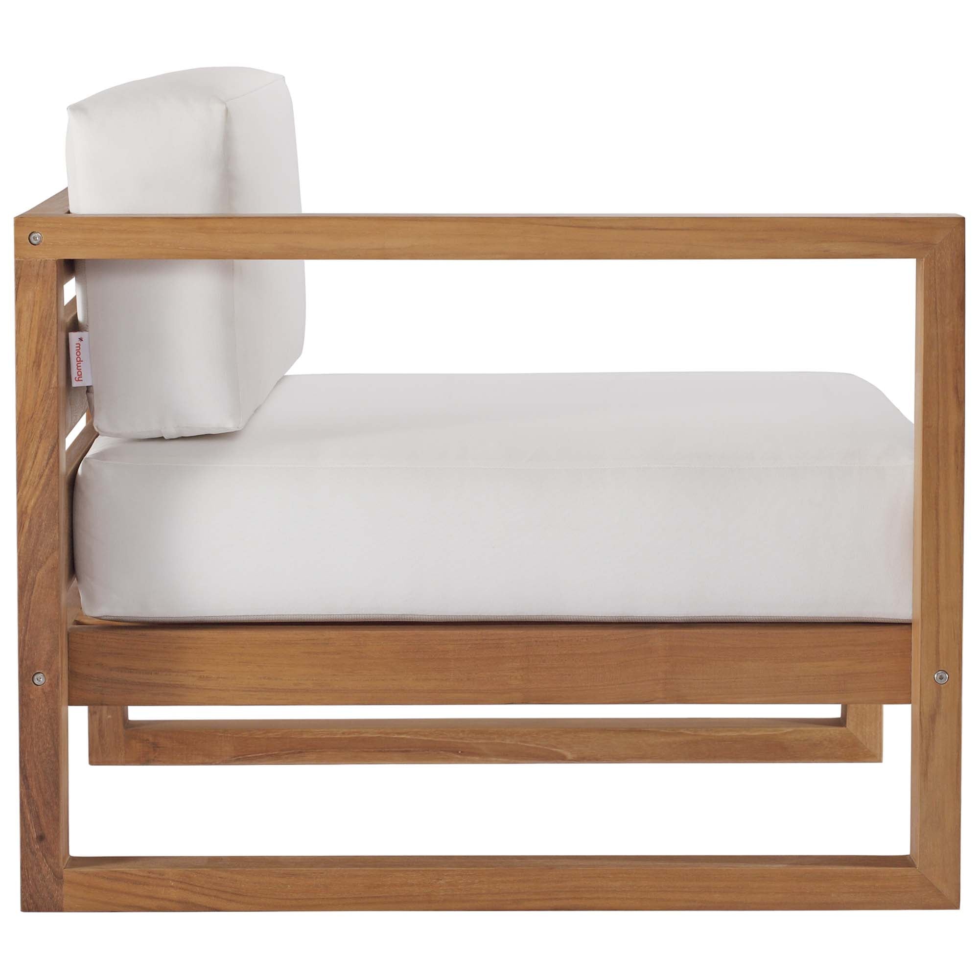 Upland 5-Piece Outdoor Patio Teak Wood Sectional Sofa Set, Natural White
