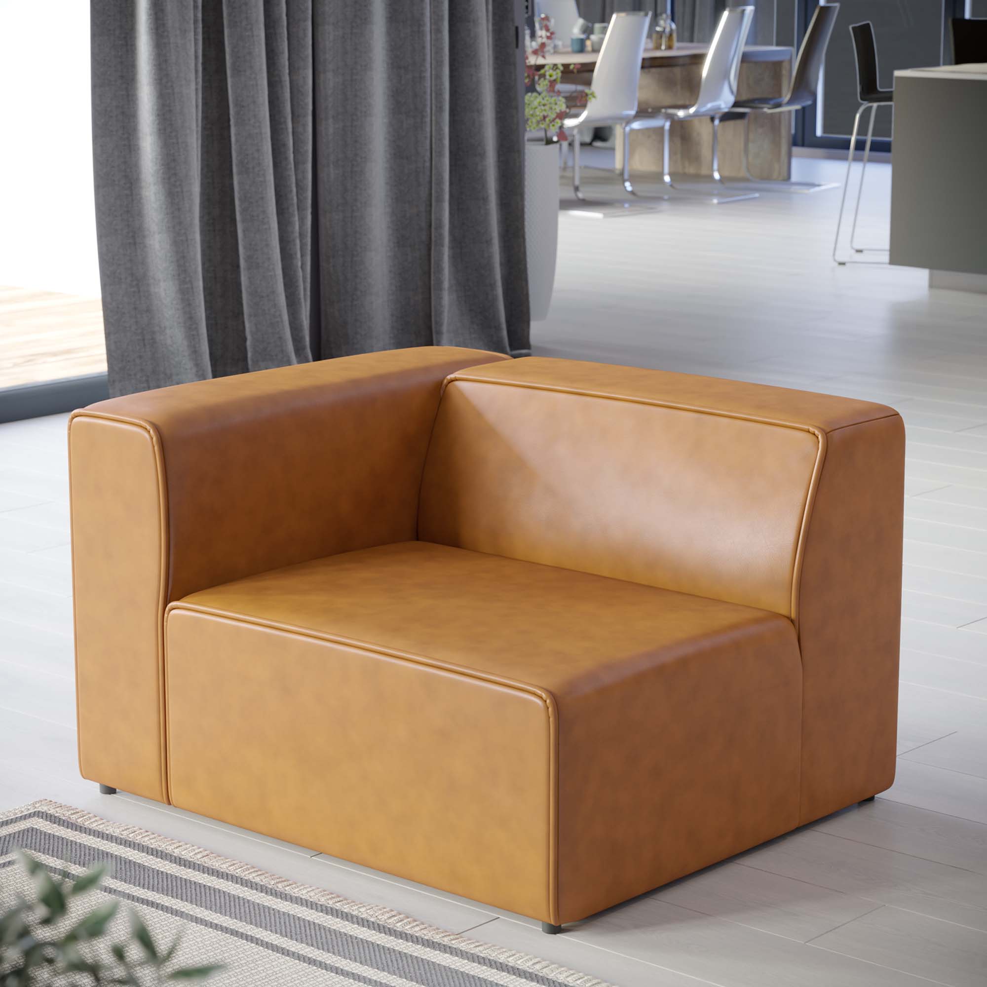 Mingle Vegan Leather Left-Arm Chair, Tan